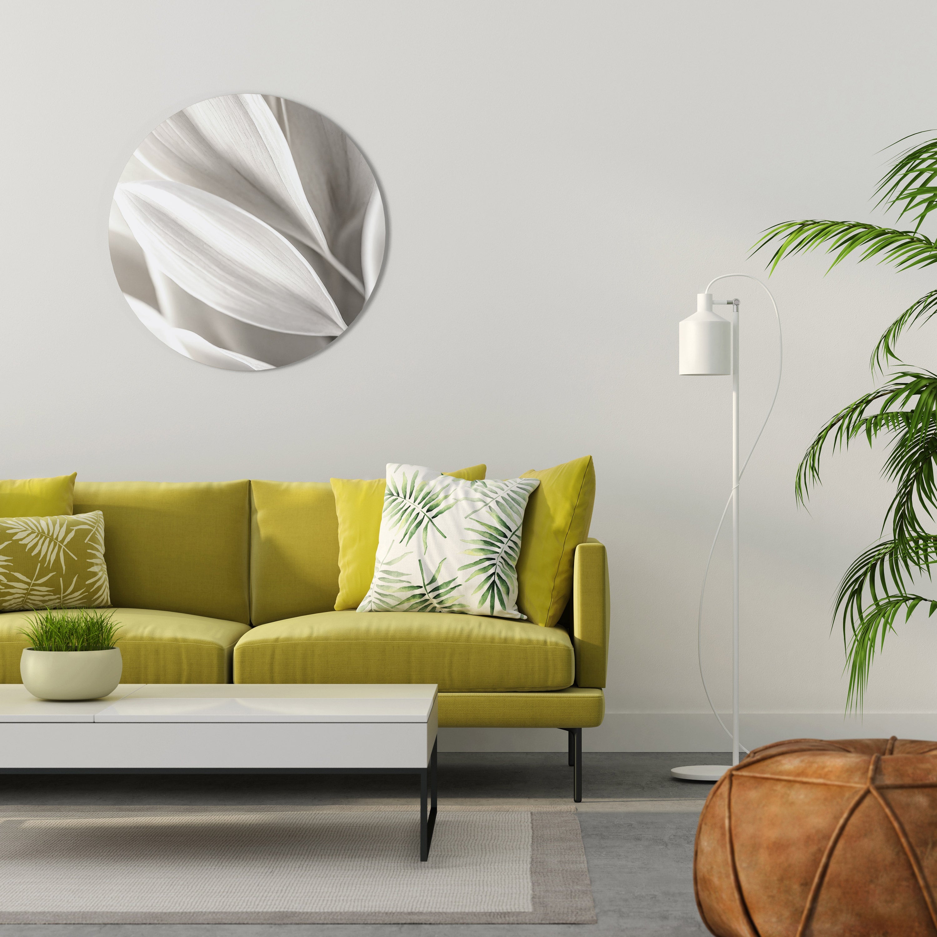 Murmures de blanc Décoration murale ronde