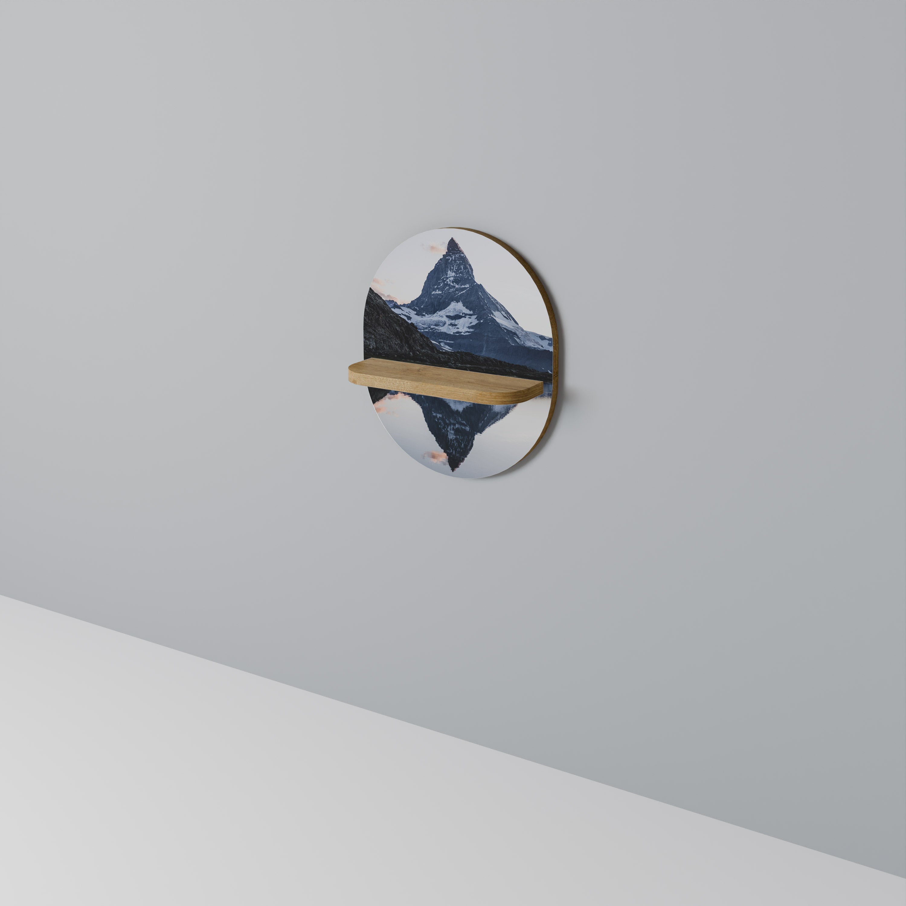 Étagère d'art ovale MEMORY OF MATTERHORN en effet chêne