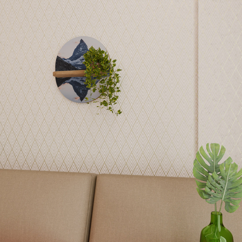 Étagère d'art ovale MEMORY OF MATTERHORN en effet chêne