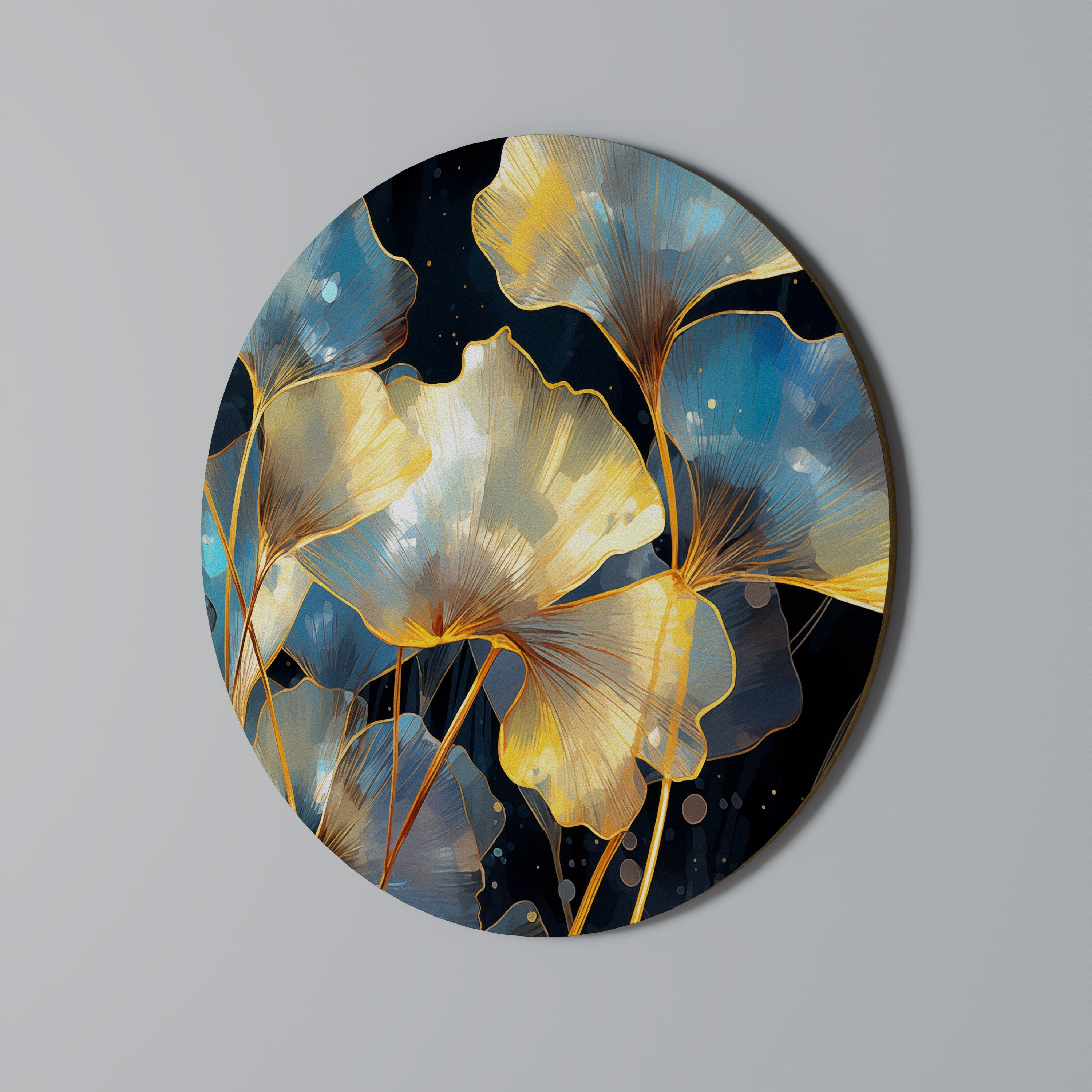 Décoration murale ronde Ginkgo Dreams scintillante