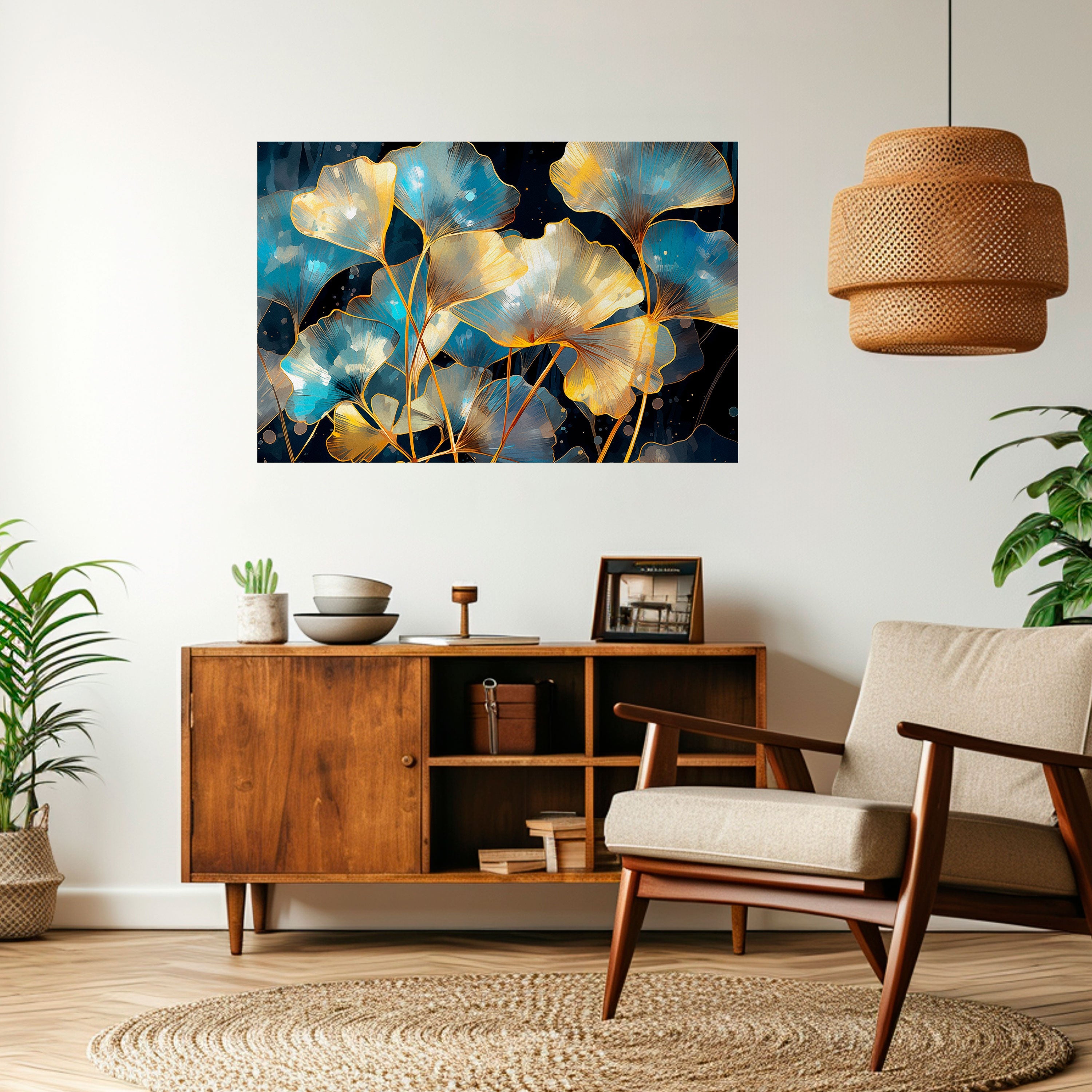 Affiche horizontale autocollante « RÊVES DE GINKGO SCINTILLANTS »