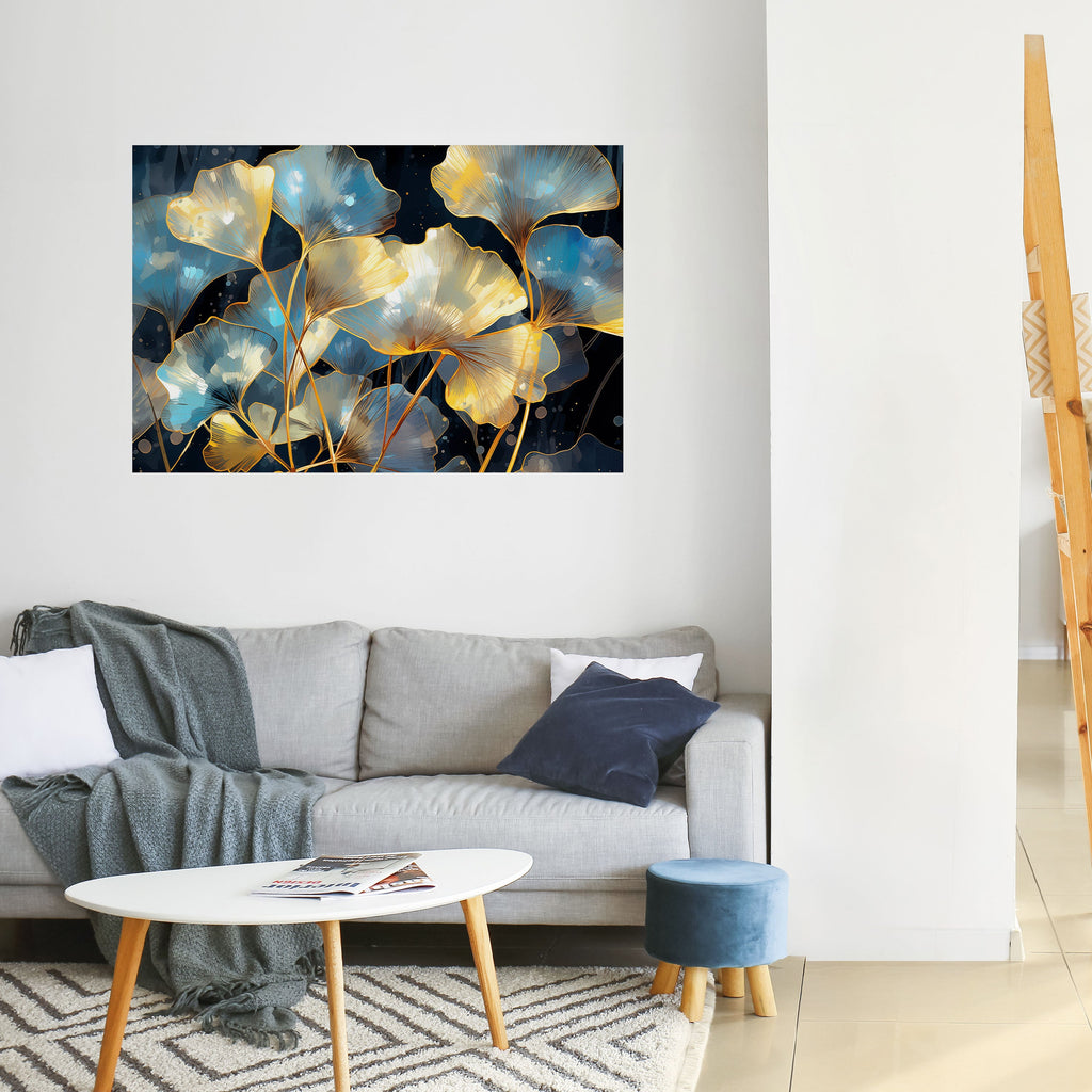 Affiche horizontale autocollante « RÊVES DE GINKGO SCINTILLANTS »