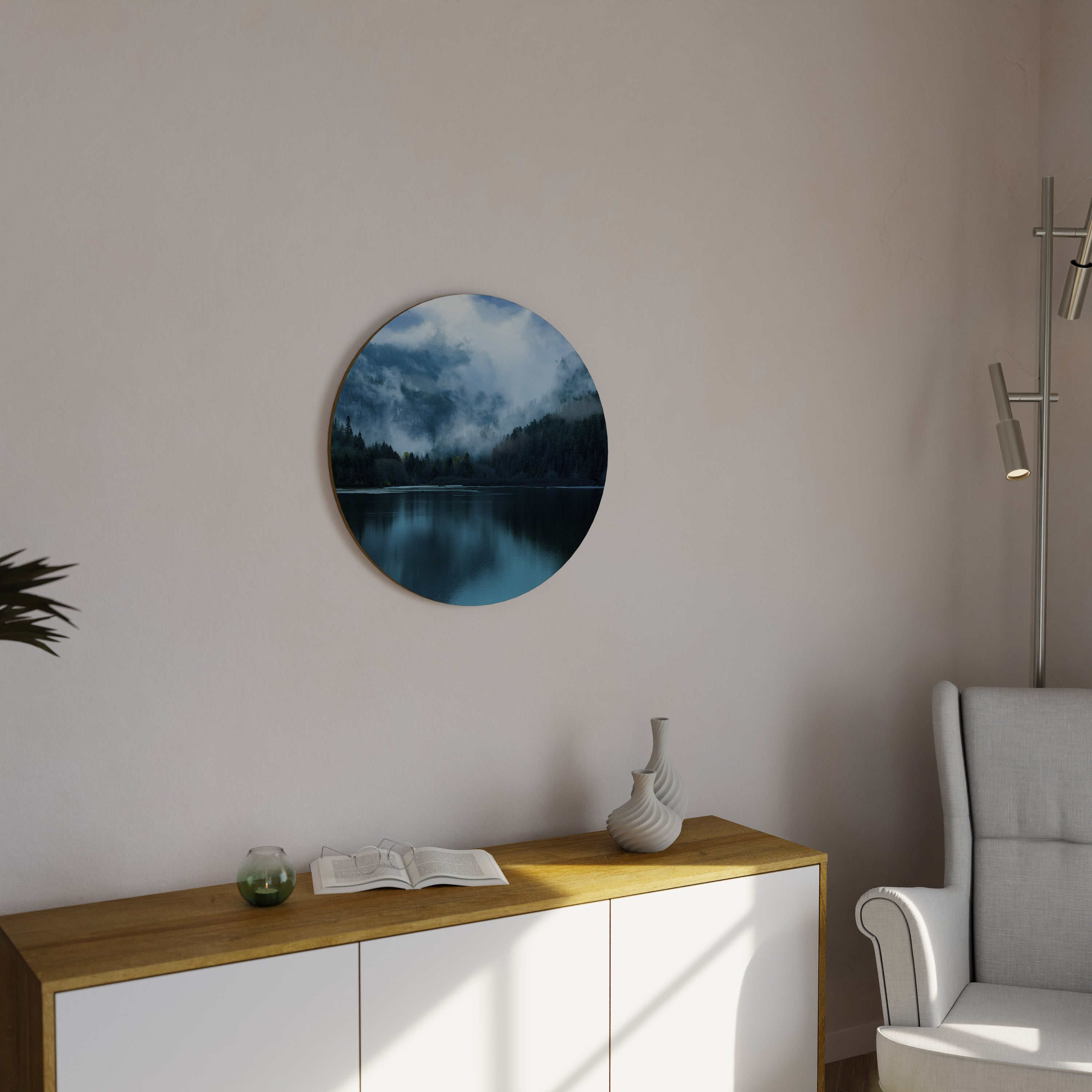 Réflexions mystiques de brume Décoration murale ronde