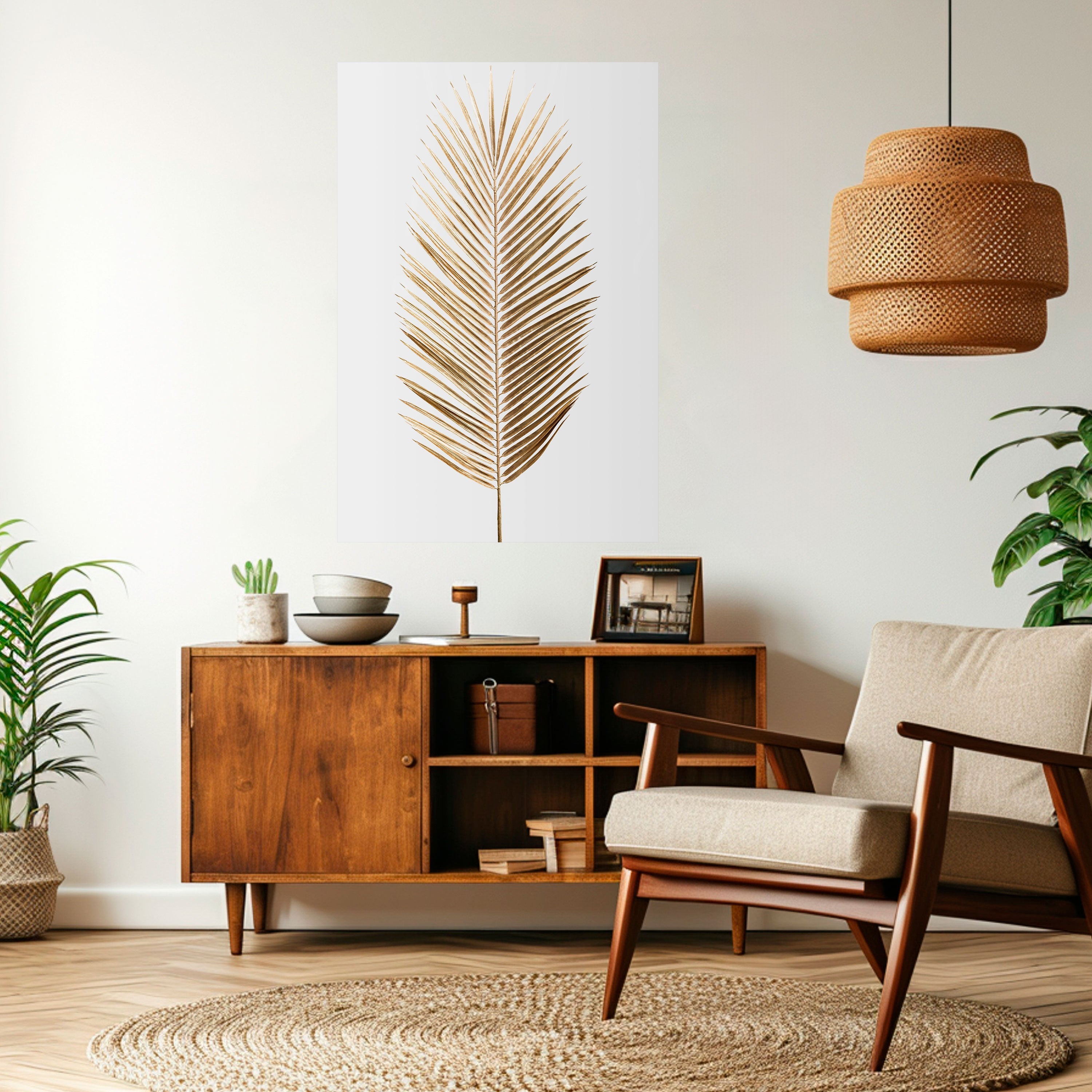 Affiche verticale autocollante GOLDEN PALM ELEGANCE