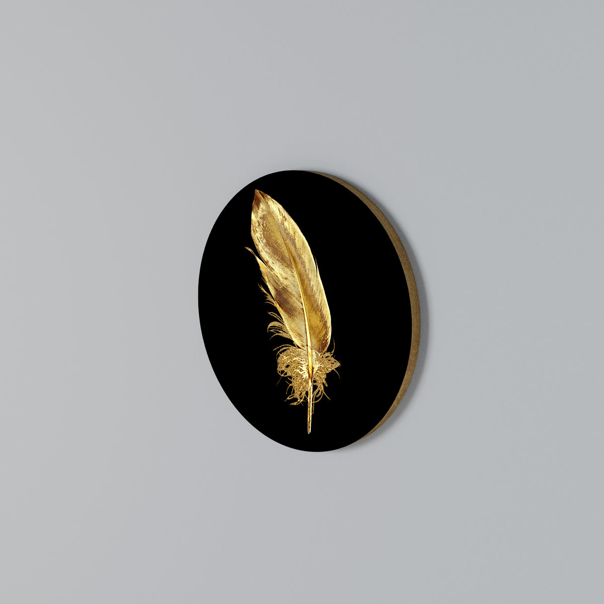SHIMMERING FEATHER GRACE Round Wall Art
