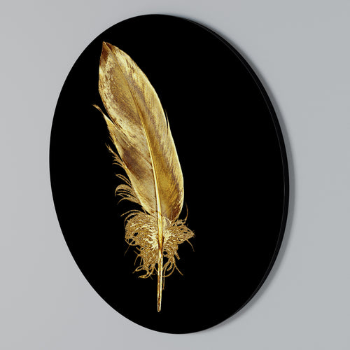 SHIMMERING FEATHER GRACE Round Wall Art