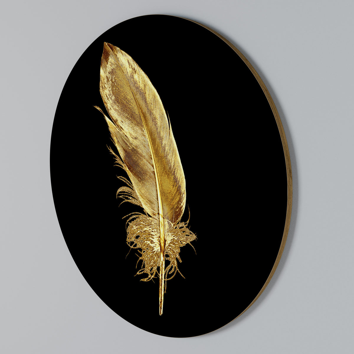 SHIMMERING FEATHER GRACE Round Wall Art