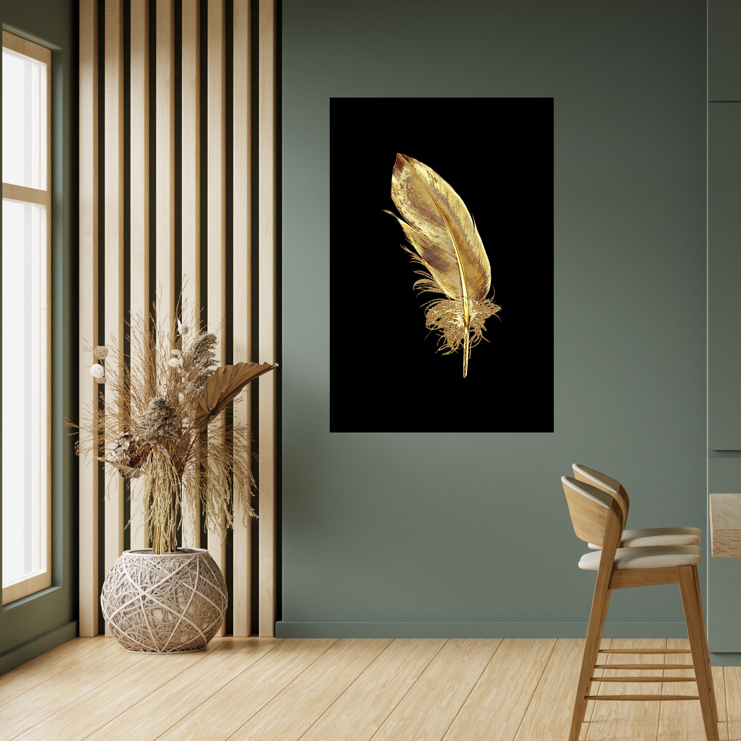 Affiche verticale autocollante « SHIMMERING FEATHER GRACE »