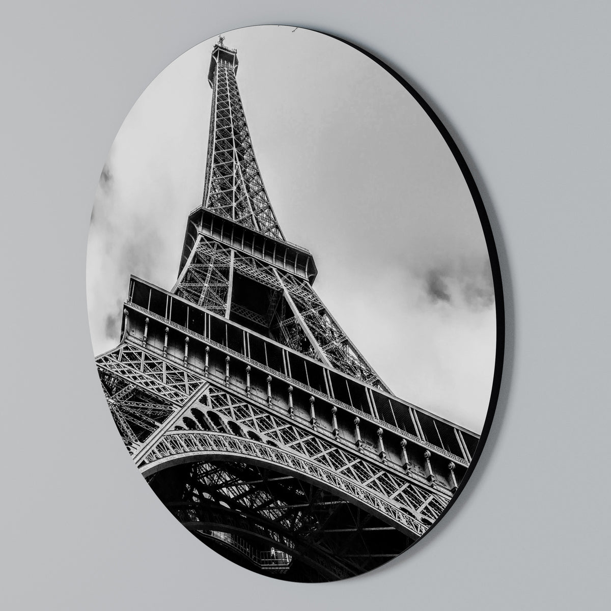 MONOCHROME PARISIAN ICON Round Wall Art