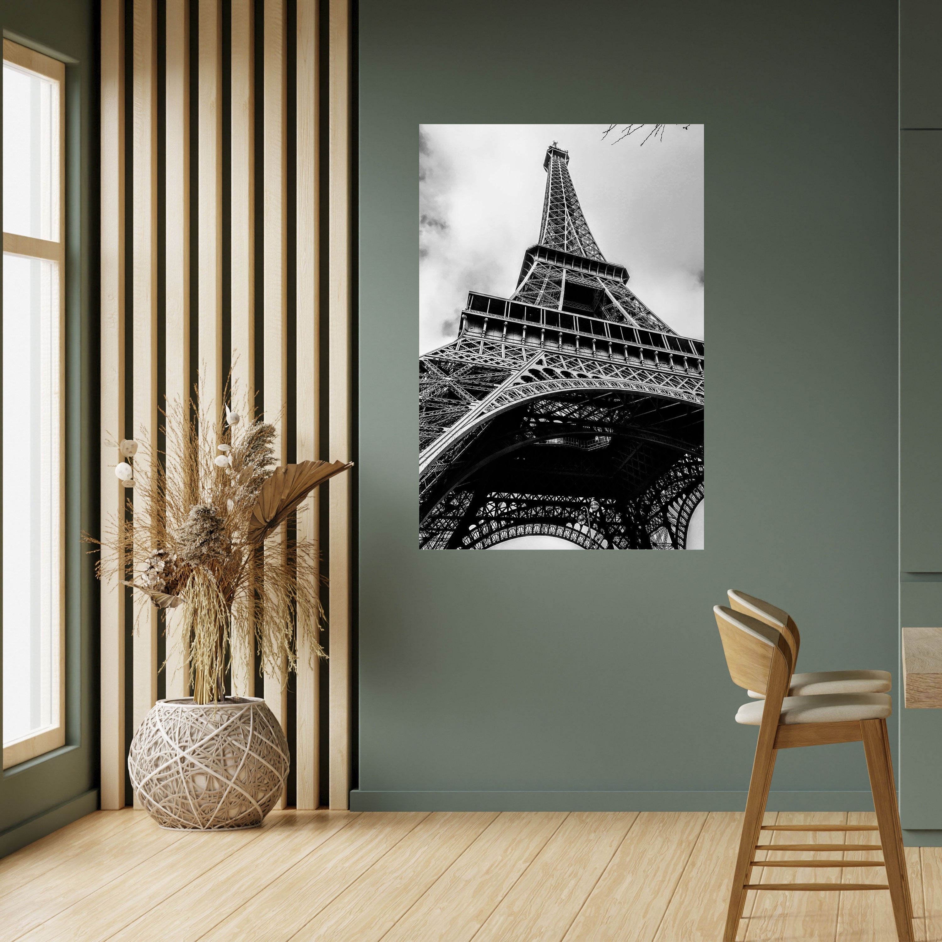 Affiche verticale autocollante MONOCHROME ICÔNE PARISIENNE