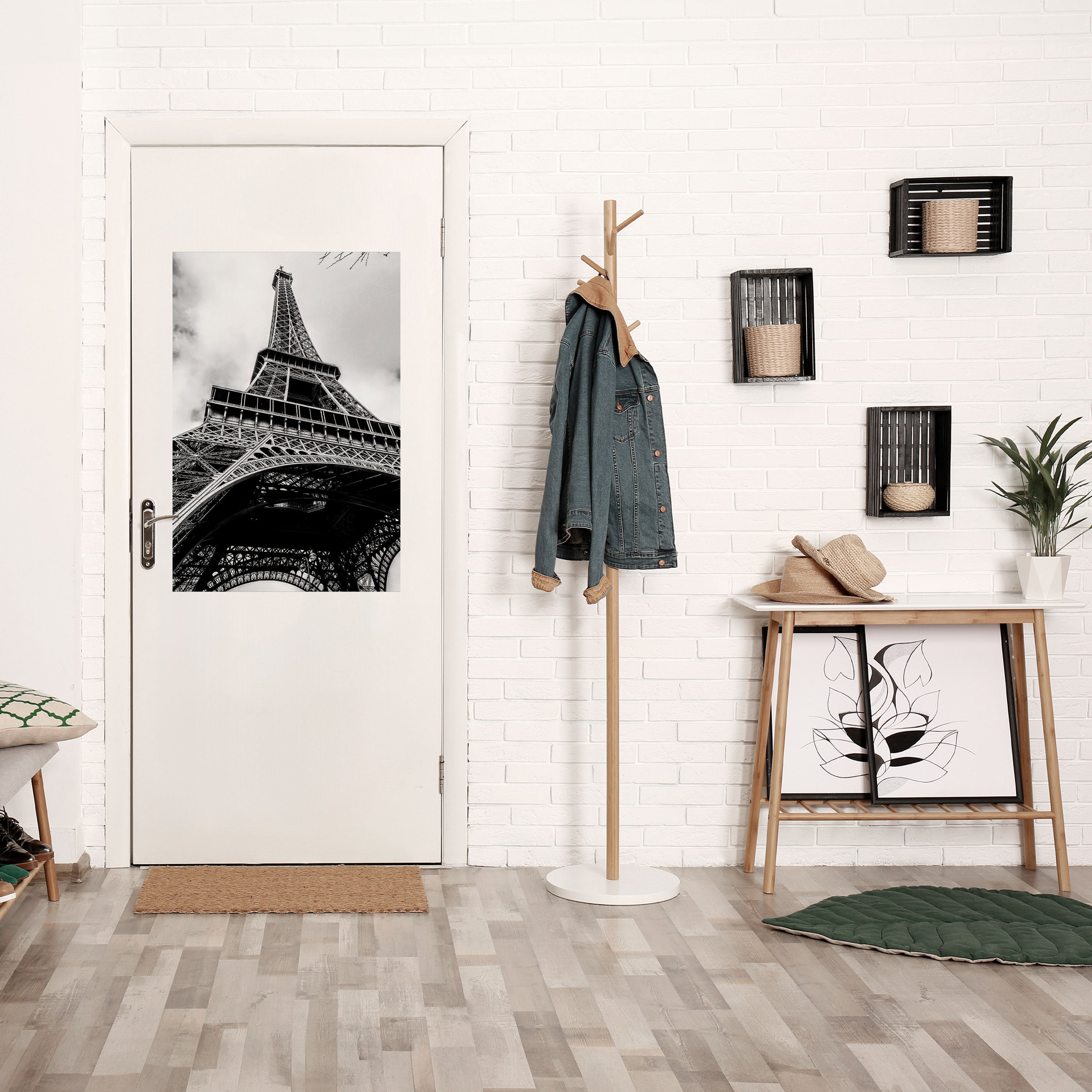 Affiche verticale autocollante MONOCHROME ICÔNE PARISIENNE