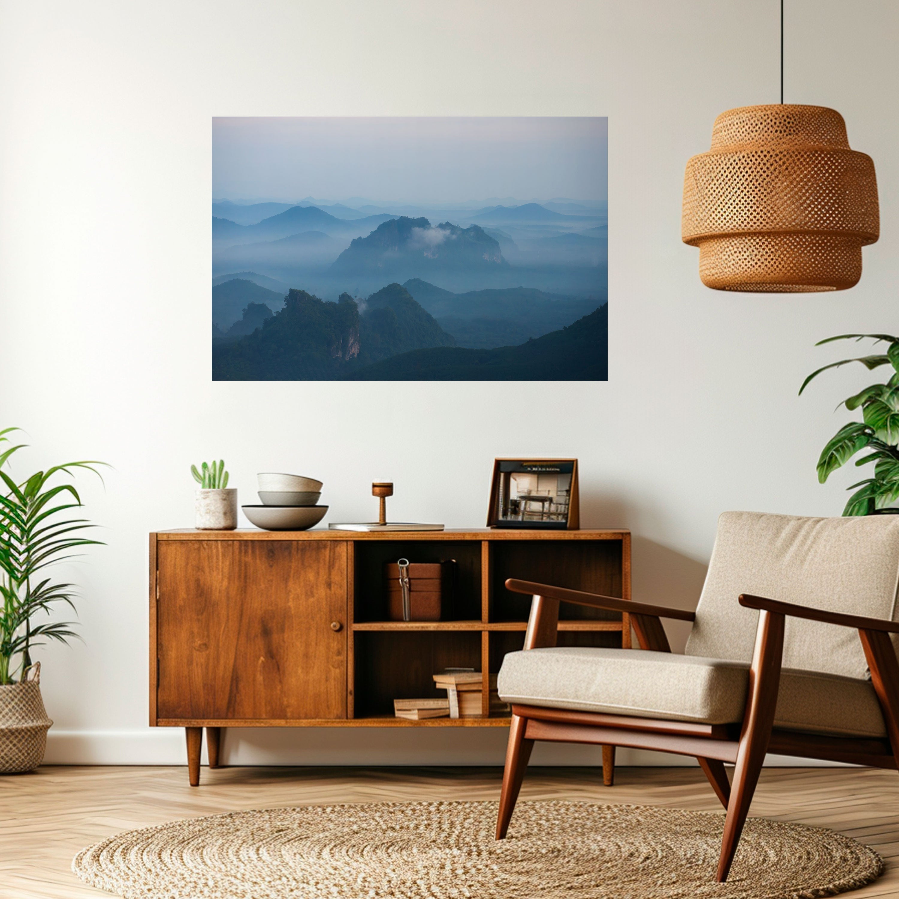 Affiche horizontale autocollante « MISTY MOUNTAIN WHISPER »