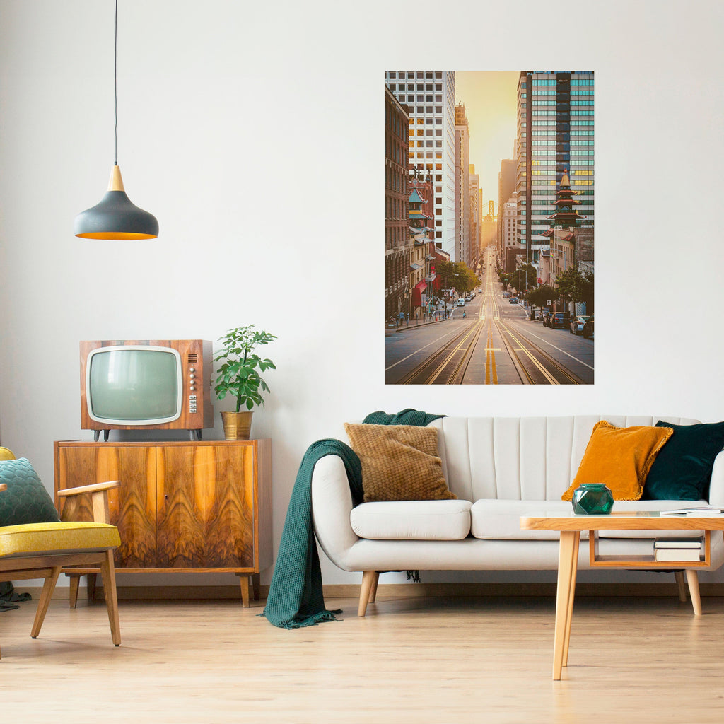 Affiche verticale autocollante « SYMPHONIE DU PAYSAGE URBAIN AU COUCHER DE SOLEIL »