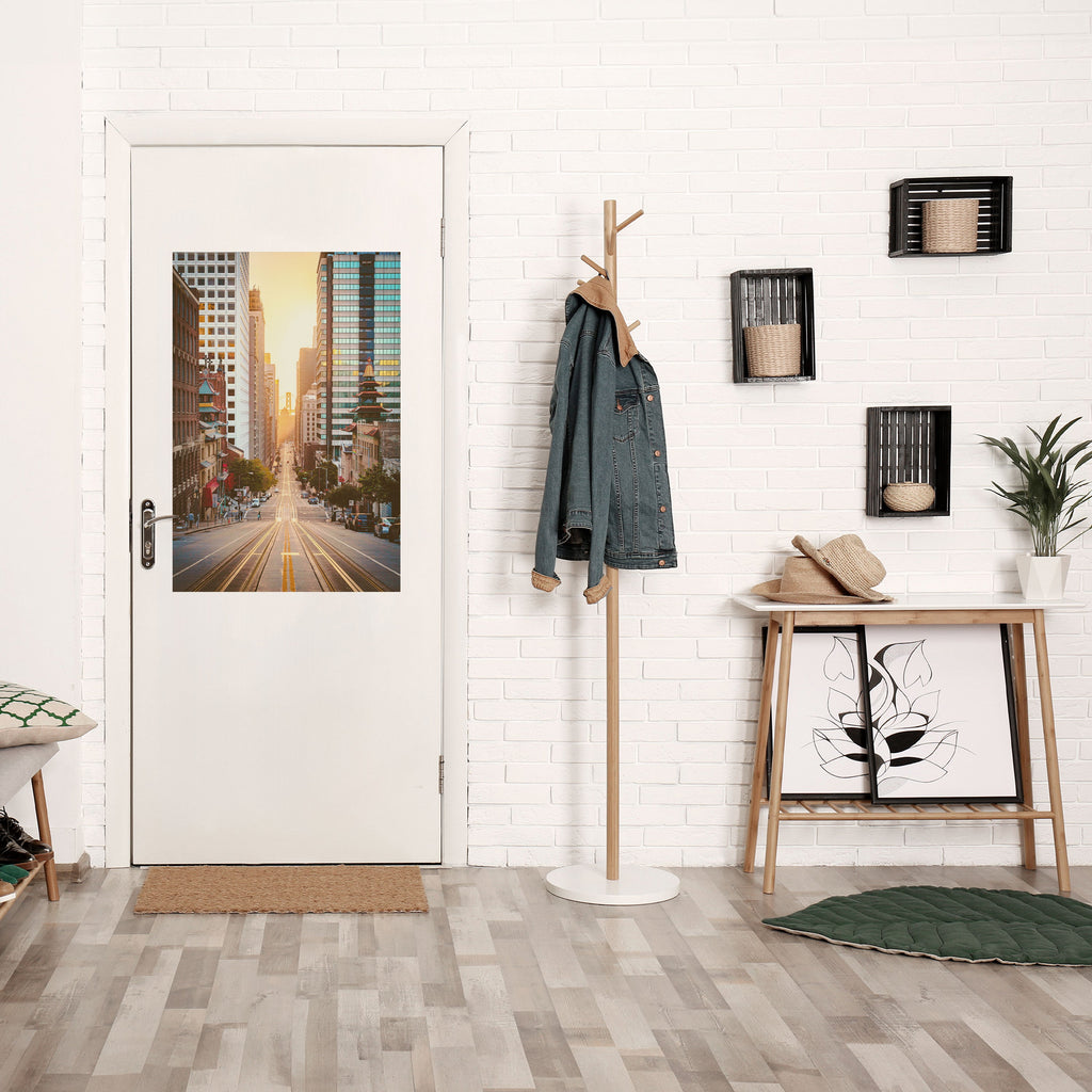 Affiche verticale autocollante « SYMPHONIE DU PAYSAGE URBAIN AU COUCHER DE SOLEIL »