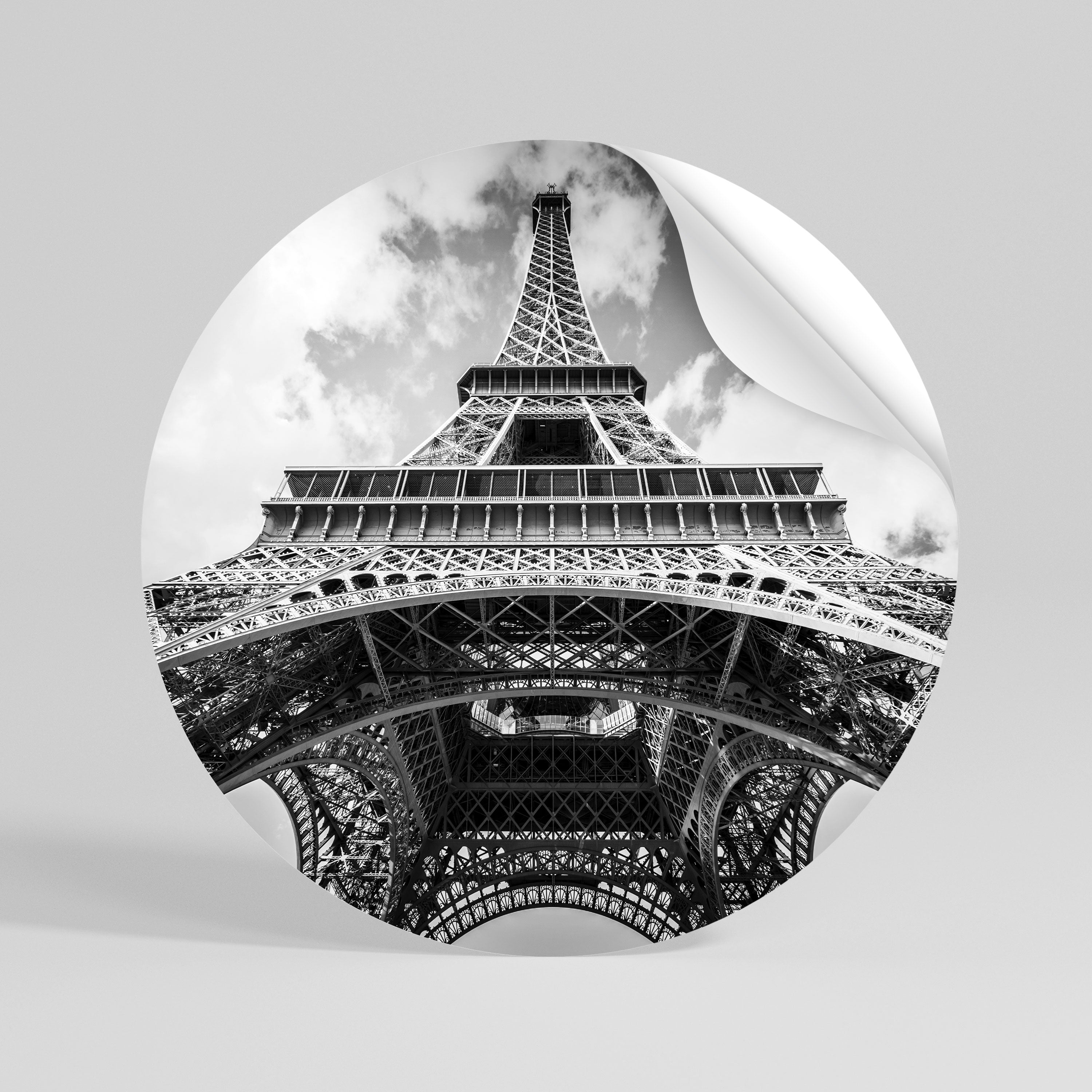 TIMELESS EIFFEL PERSPECTIVE Peel and Stick Round Sticker