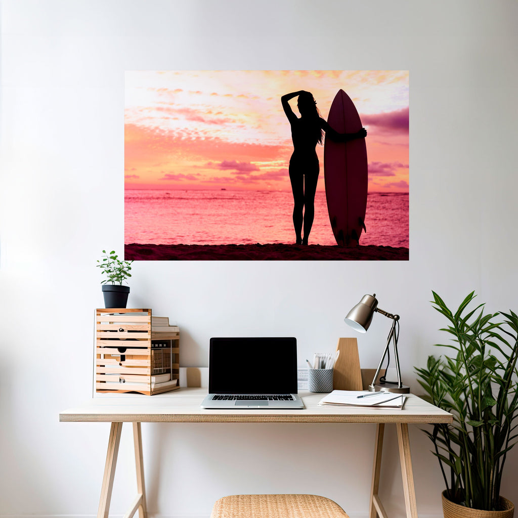 Affiche horizontale autocollante SUNSET SURF SPIRIT