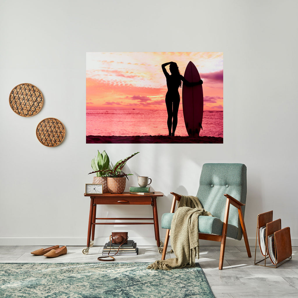 Affiche horizontale autocollante SUNSET SURF SPIRIT