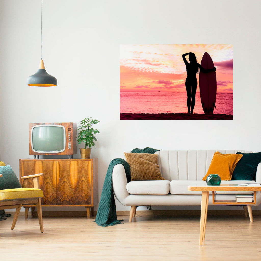 Affiche horizontale autocollante SUNSET SURF SPIRIT