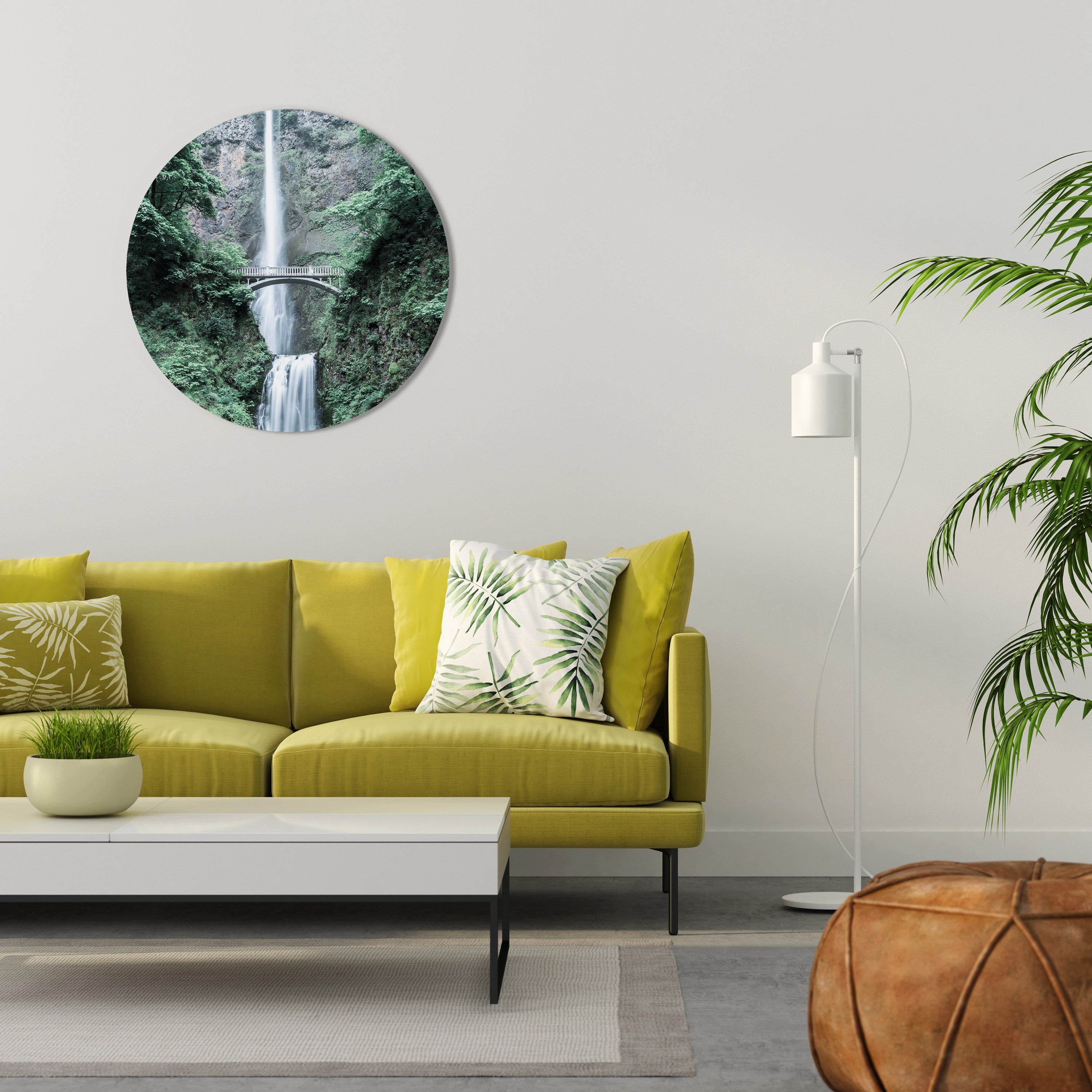 PONT DE PAYSAGE AQUATIQUE MYSTIQUE Art mural rond