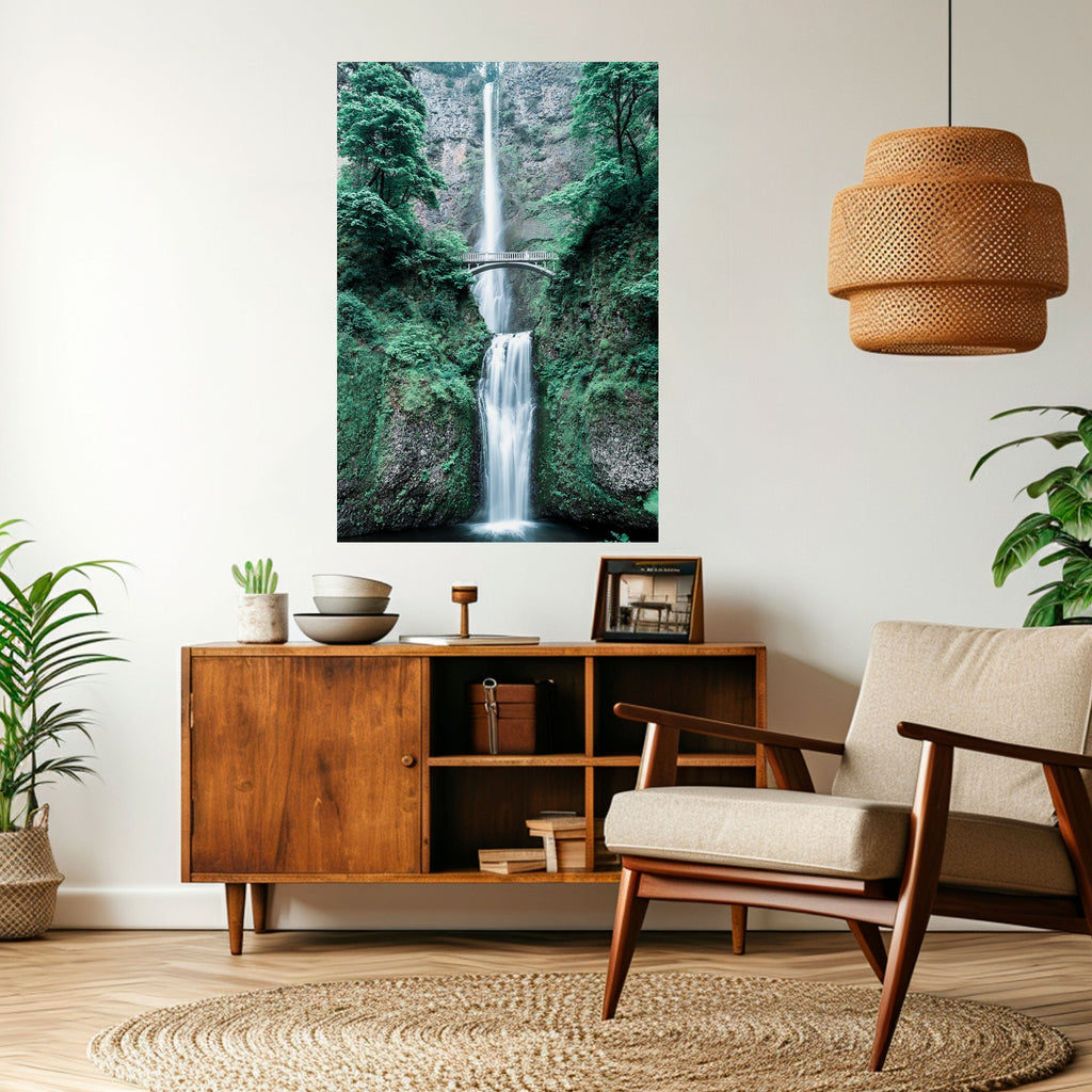 Affiche verticale autocollante représentant un pont aquatique mystique