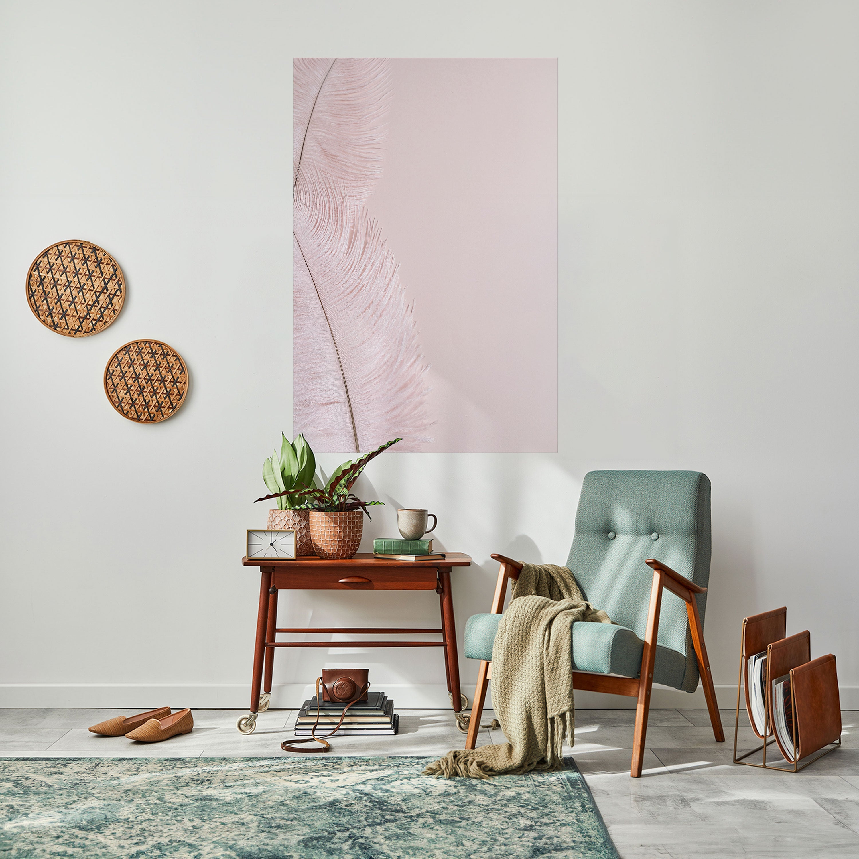 Affiche verticale autocollante « PLUMES ROSES QUI CHUCHOTENT »