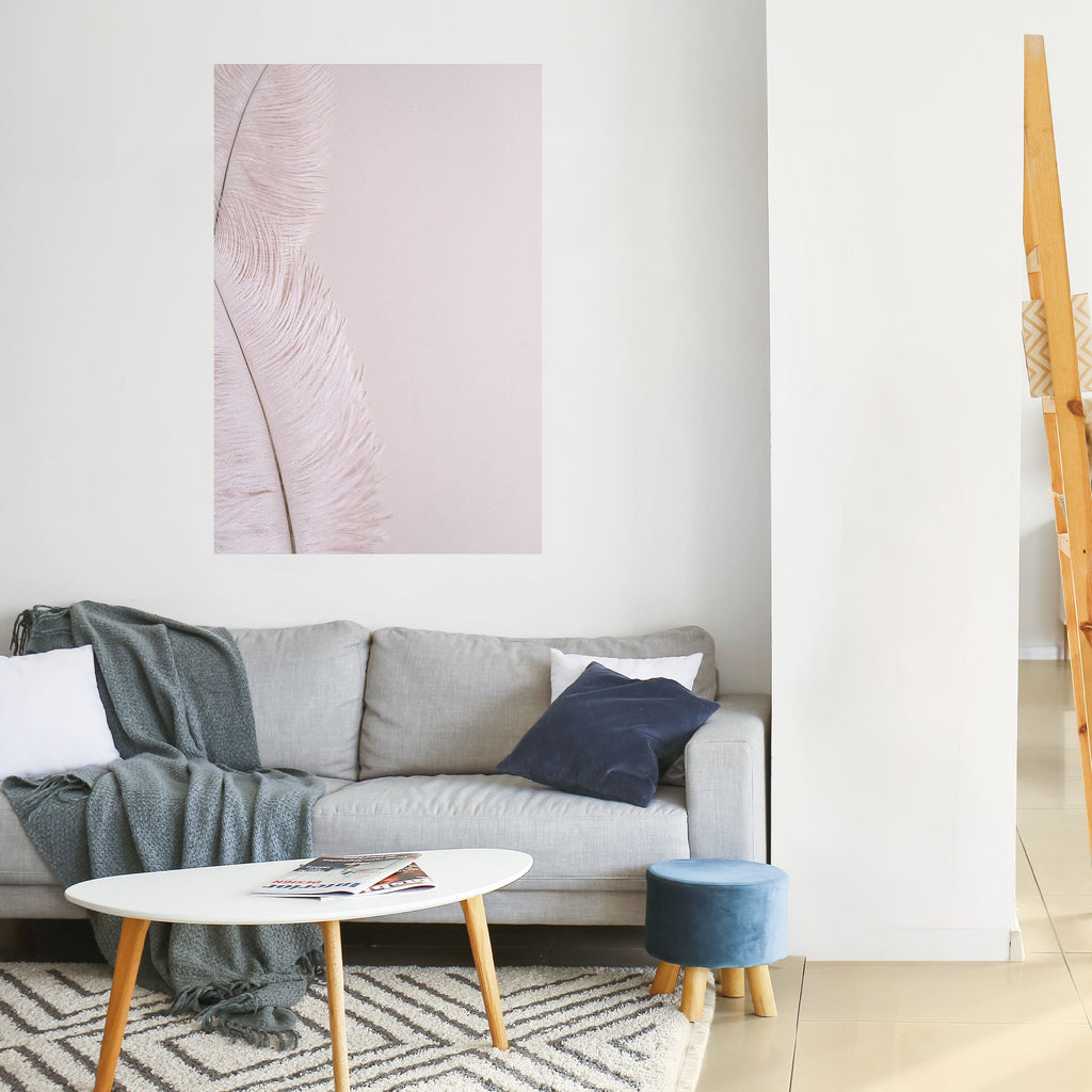 Affiche verticale autocollante « PLUMES ROSES QUI CHUCHOTENT »