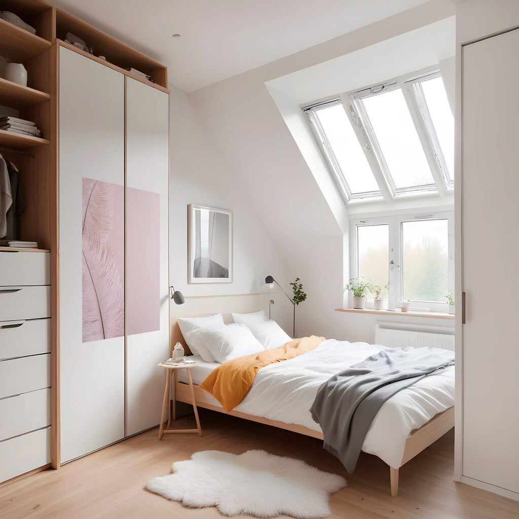 Affiche verticale autocollante « PLUMES ROSES QUI CHUCHOTENT »