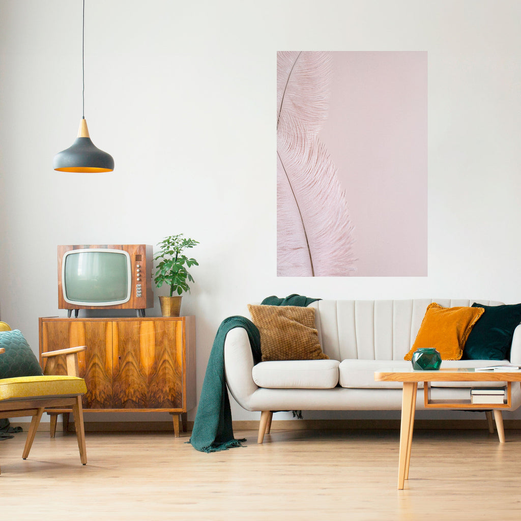 Affiche verticale autocollante « PLUMES ROSES QUI CHUCHOTENT »