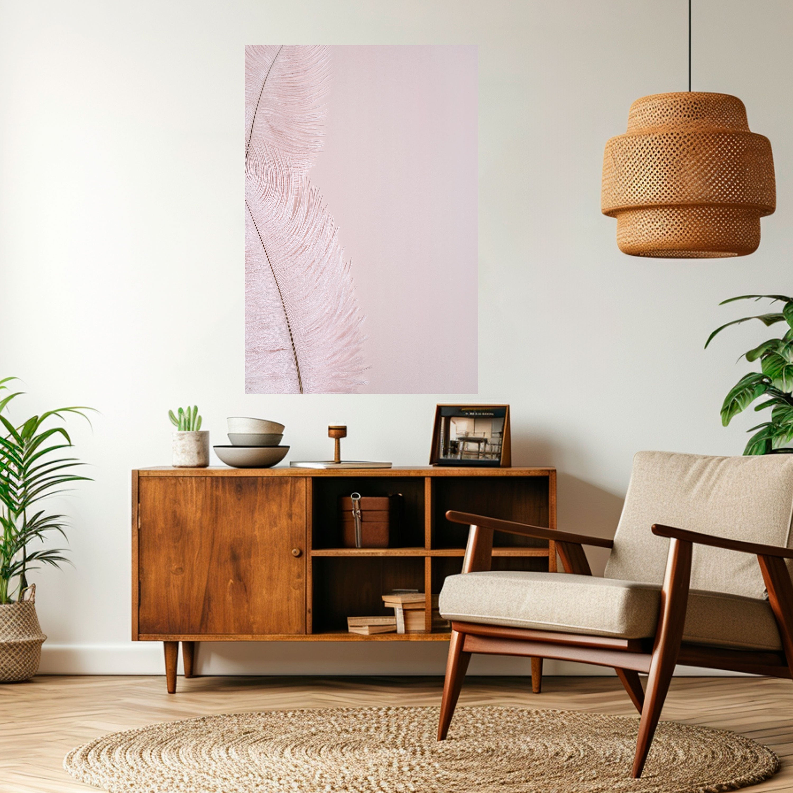 Affiche verticale autocollante « PLUMES ROSES QUI CHUCHOTENT »