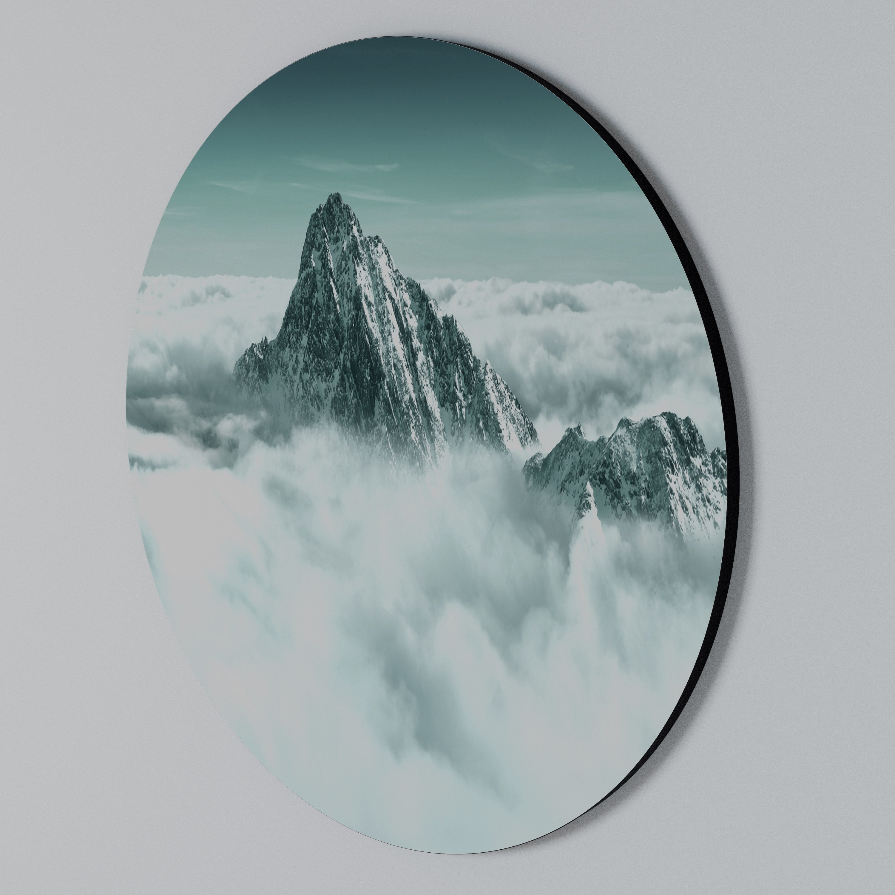 CLOUD-KISSED PEAK Round Wall Art