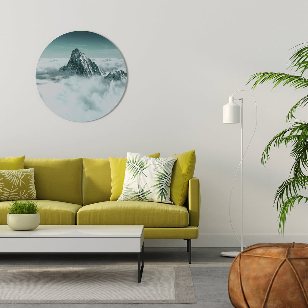 Décoration murale ronde « Crête embrassée par les nuages »