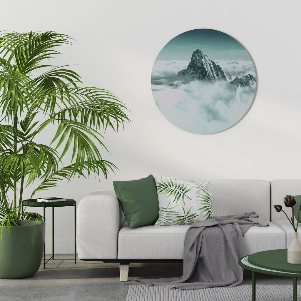 Décoration murale ronde « Crête embrassée par les nuages »