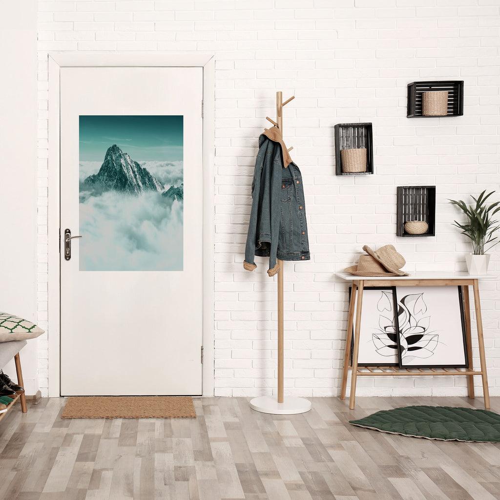 Affiche verticale autocollante « SOMMET EMBRASSÉ DE NUAGES »