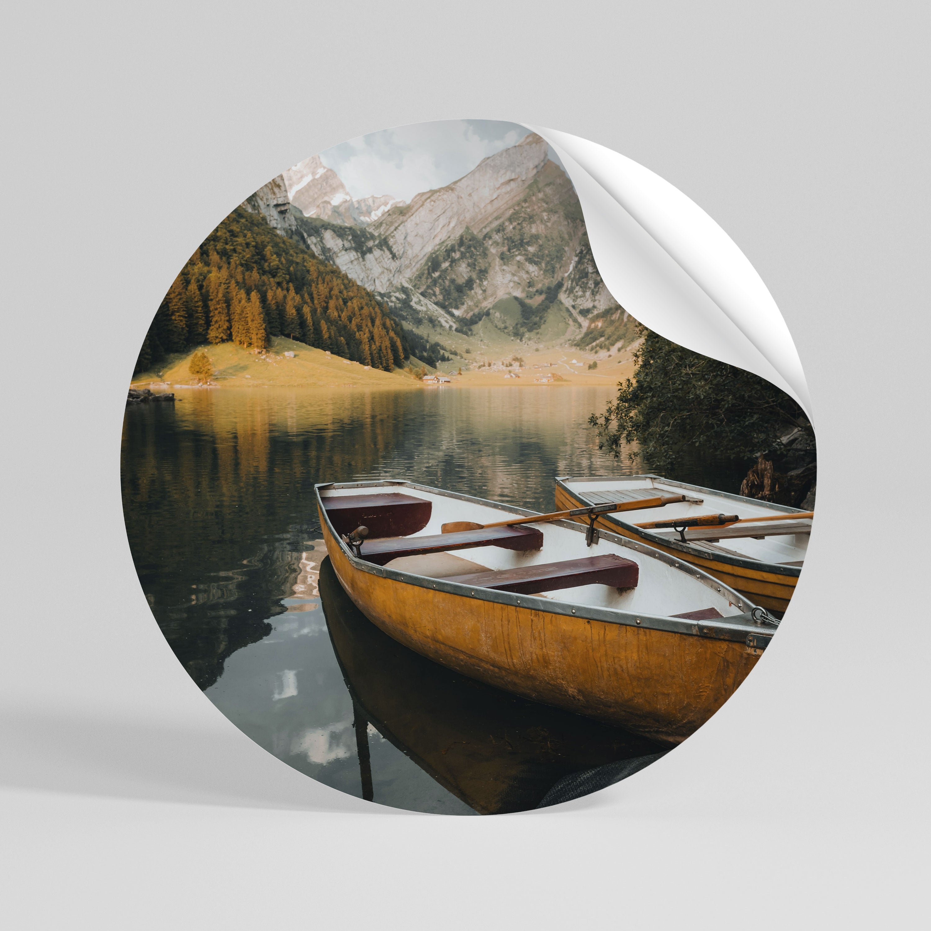 TRANQUIL LAKE JOURNEY Peel and Stick Round Sticker