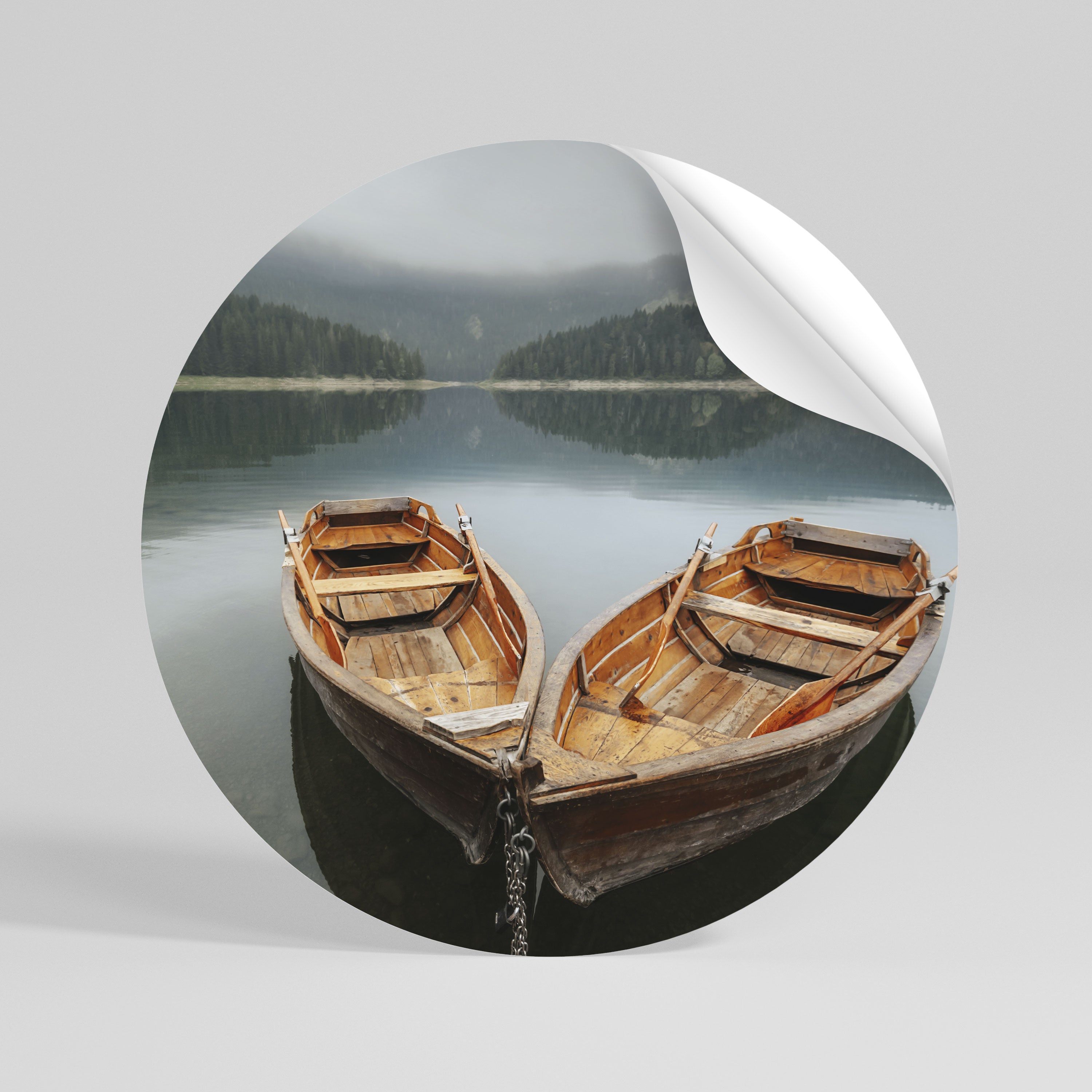 HARMONY OF BOATS Peel and Stick Round Sticker
