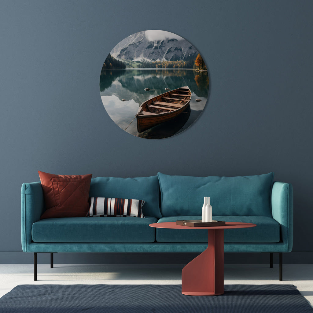 RÉFLEXIONS À FACE DE LA MONTAGNE Art mural rond