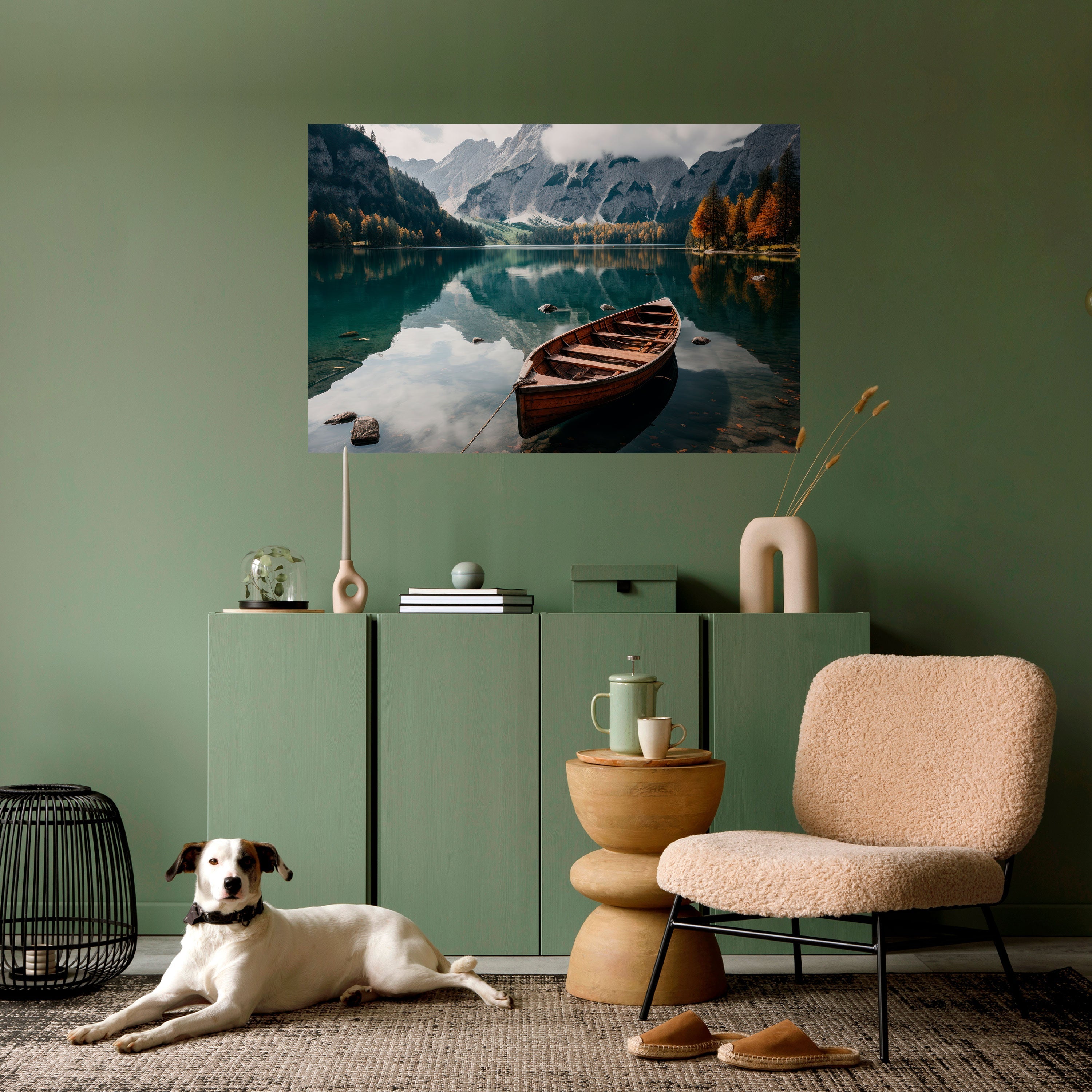 Affiche horizontale autocollante « REFLETS À FRONTIÈRE DE MONTAGNE »