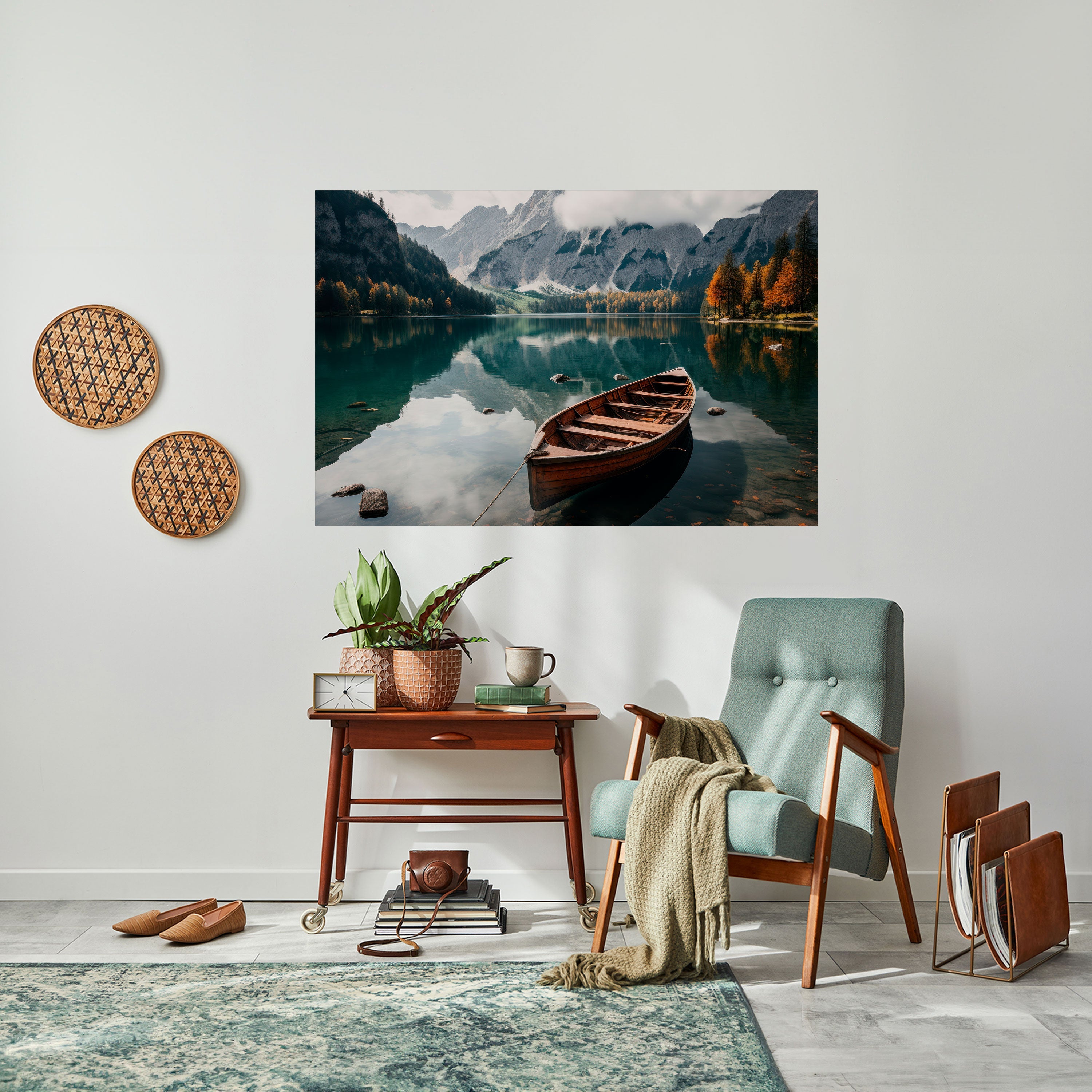 Affiche horizontale autocollante « REFLETS À FRONTIÈRE DE MONTAGNE »