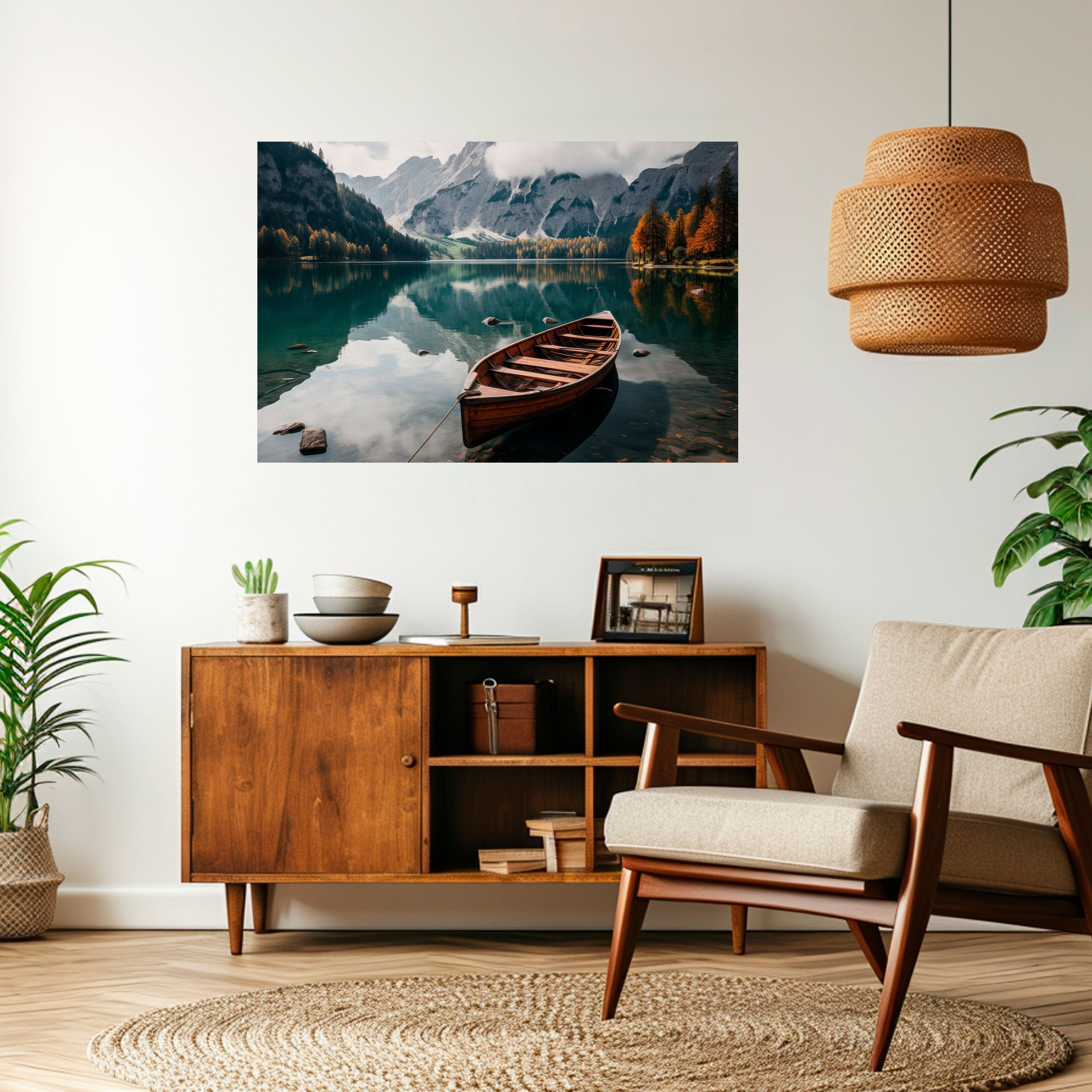 Affiche horizontale autocollante « REFLETS À FRONTIÈRE DE MONTAGNE »