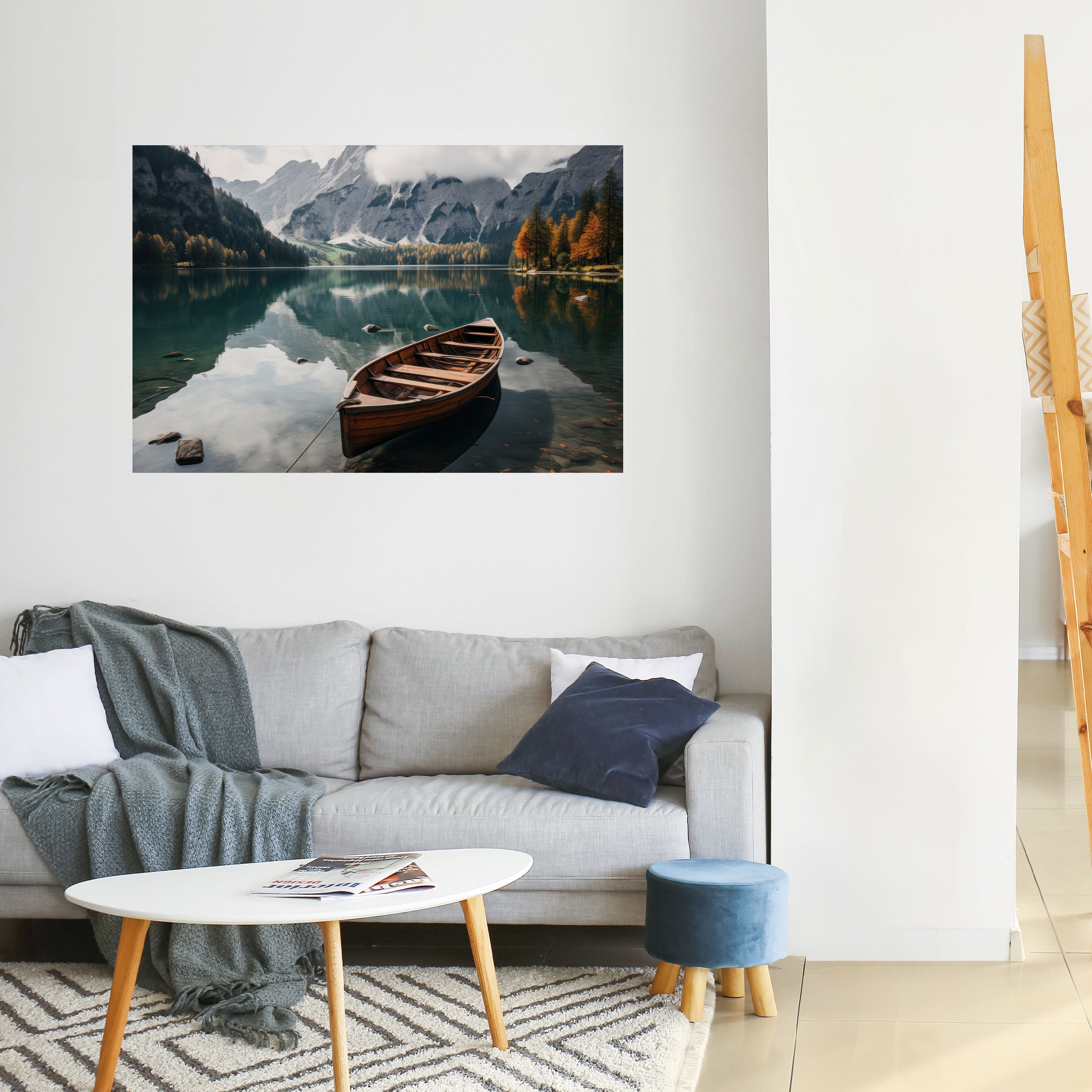 Affiche horizontale autocollante « REFLETS À FRONTIÈRE DE MONTAGNE »