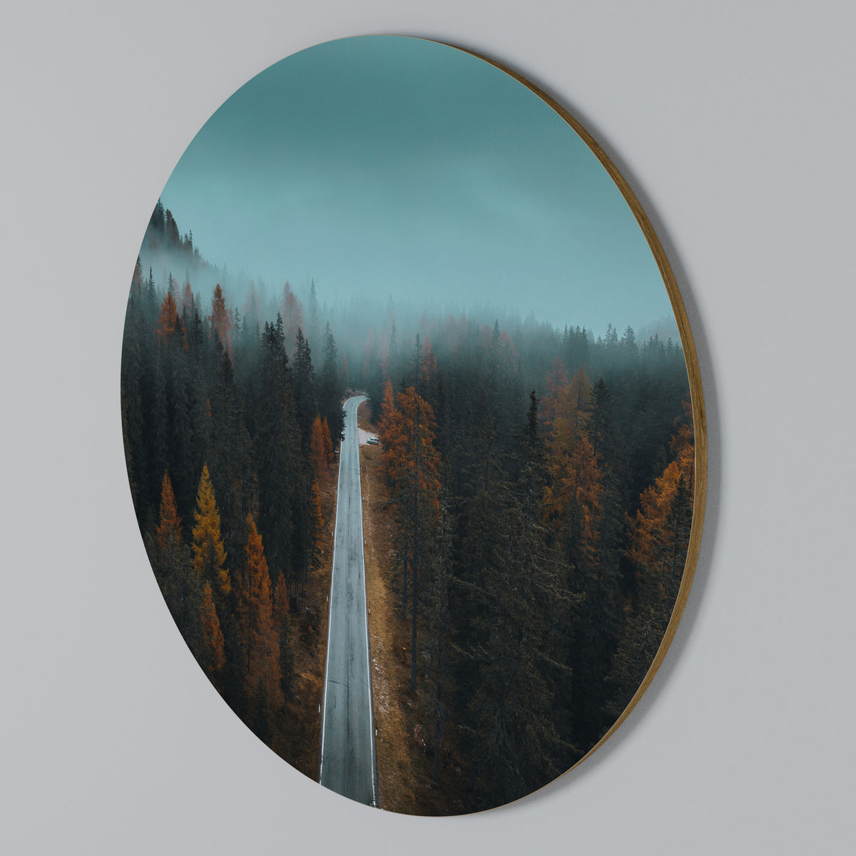 SERENE ROADWAY ESCAPE Round Wall Art