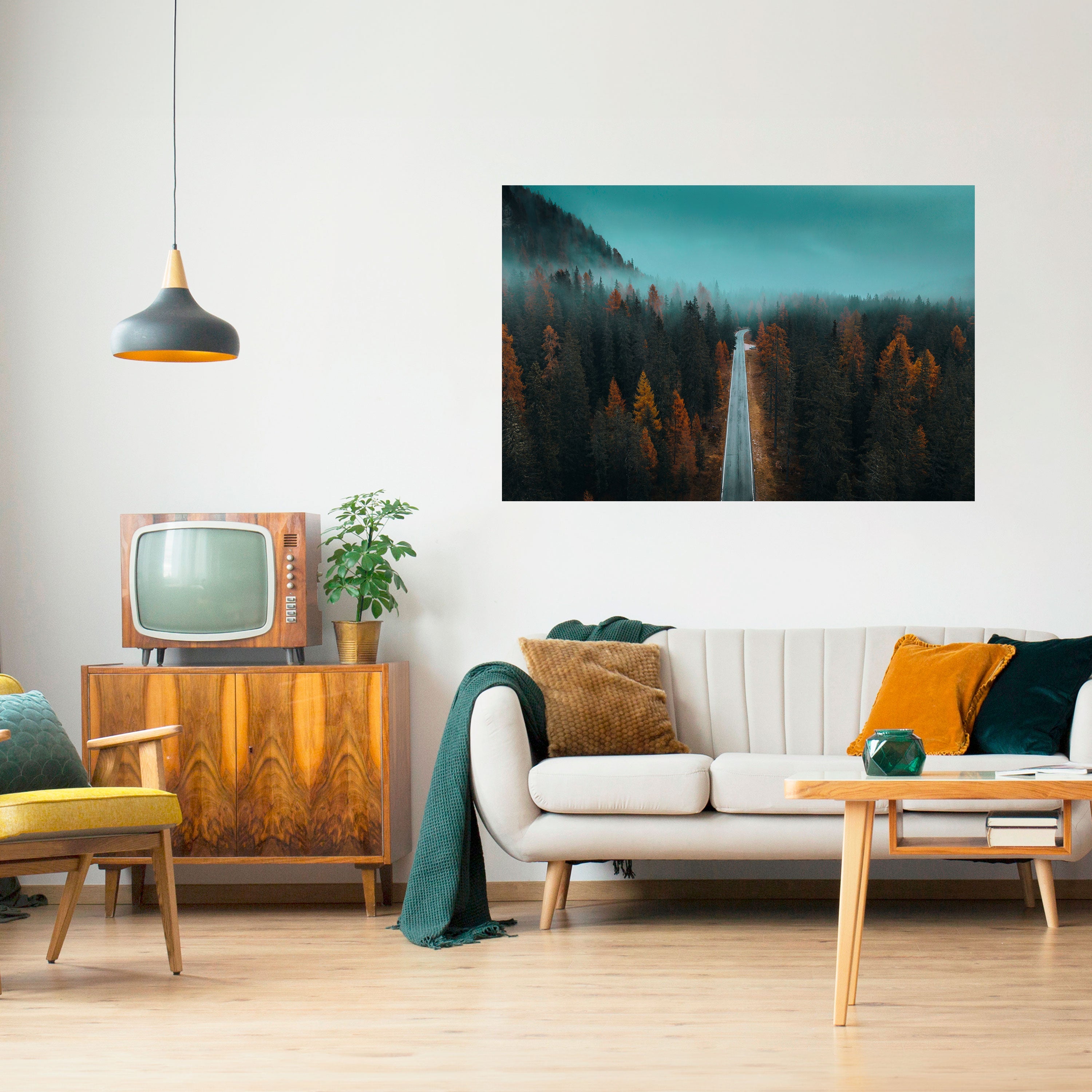 Affiche horizontale autocollante « ÉVASION SÉRÈNE SUR LA ROUTE »