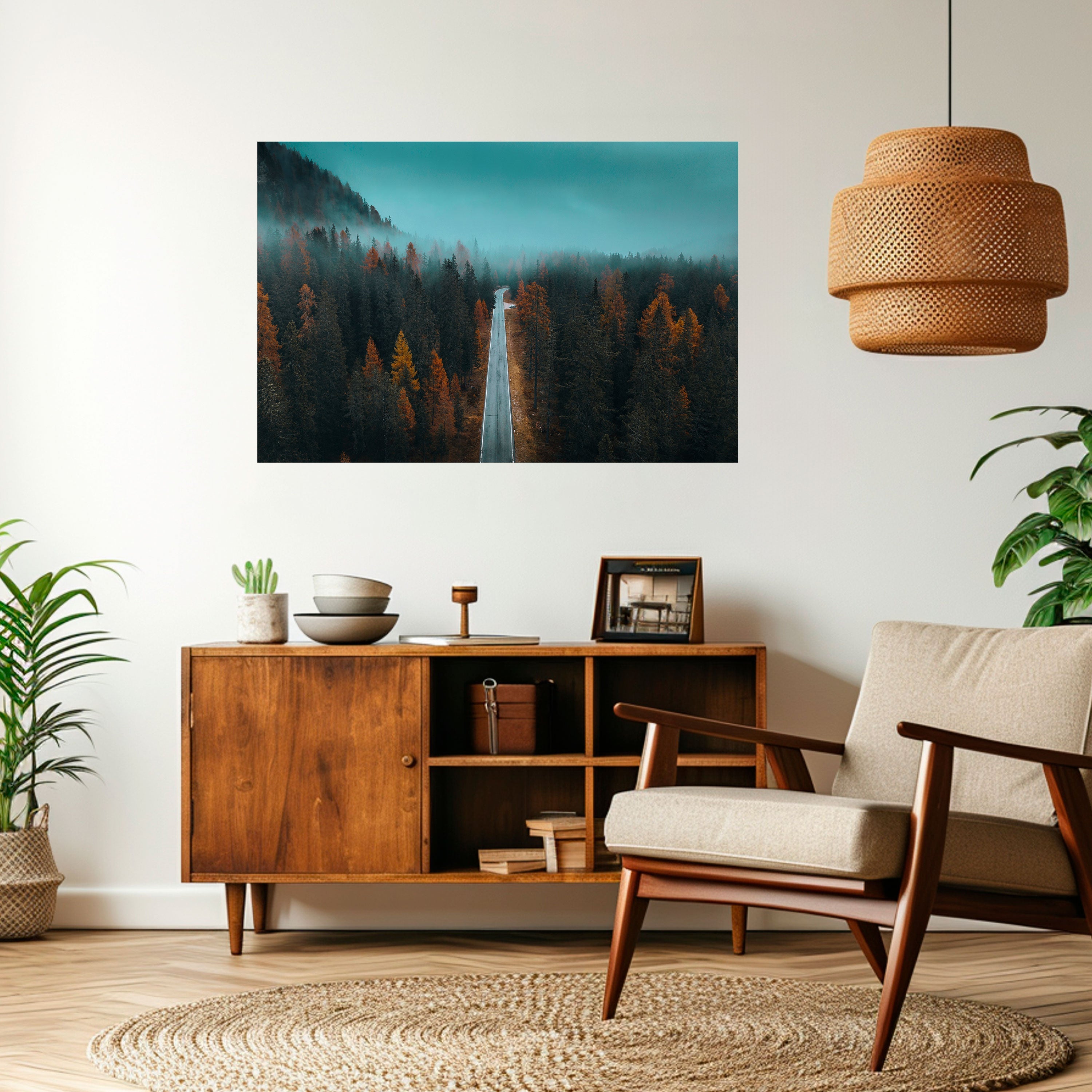 Affiche horizontale autocollante « ÉVASION SÉRÈNE SUR LA ROUTE »