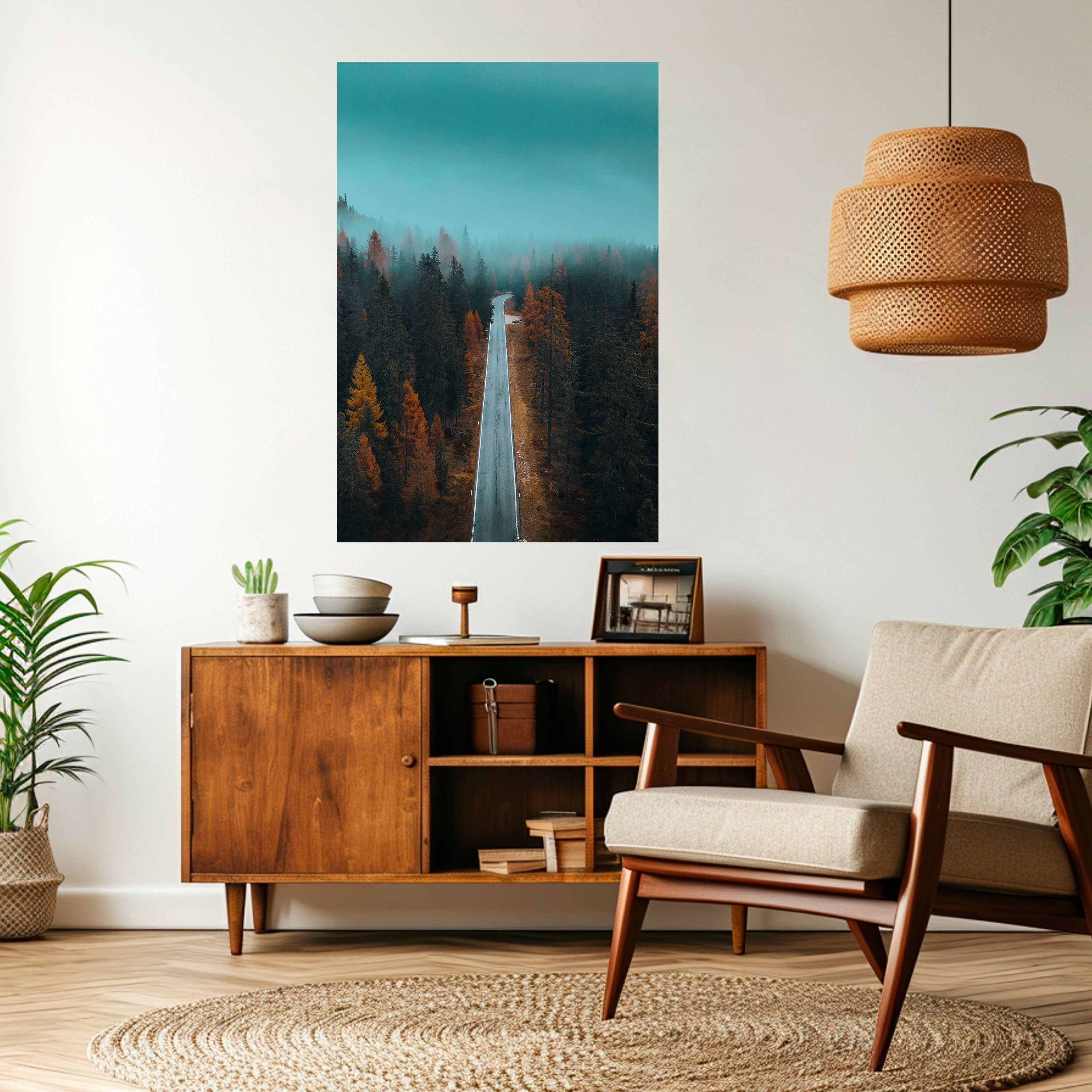 Affiche verticale autocollante « ÉVASION SÉRÈNE SUR LA ROUTE »