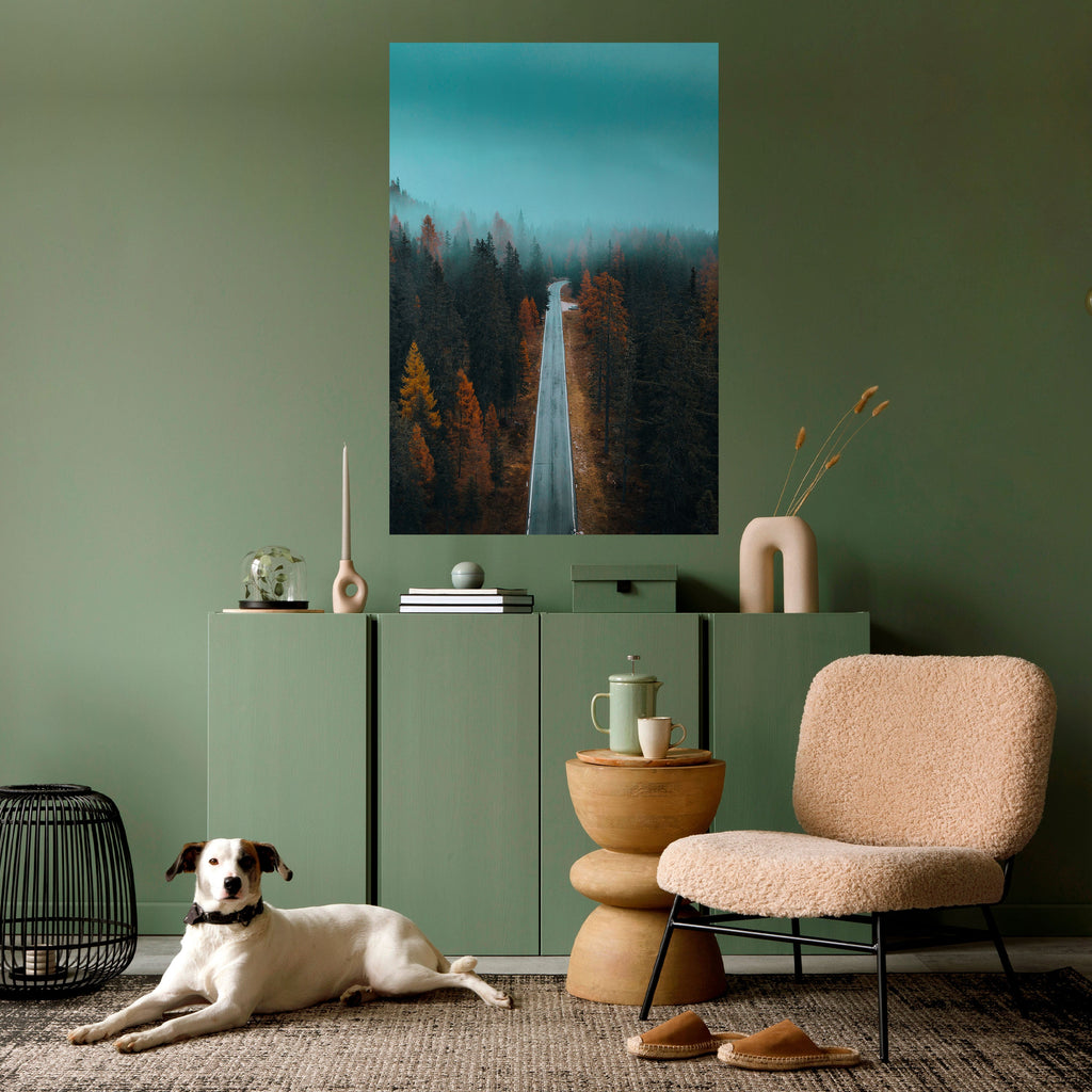 Affiche verticale autocollante « ÉVASION SÉRÈNE SUR LA ROUTE »