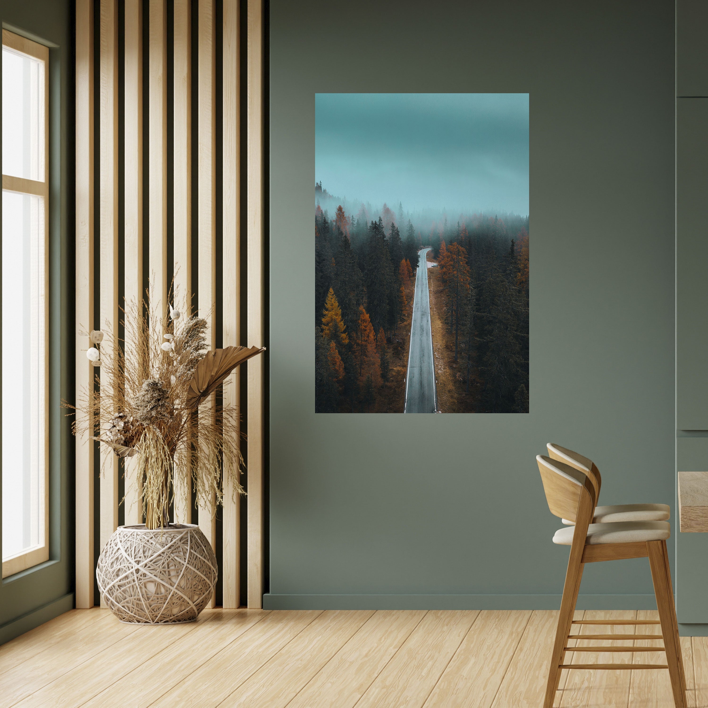 Affiche verticale autocollante « ÉVASION SÉRÈNE SUR LA ROUTE »