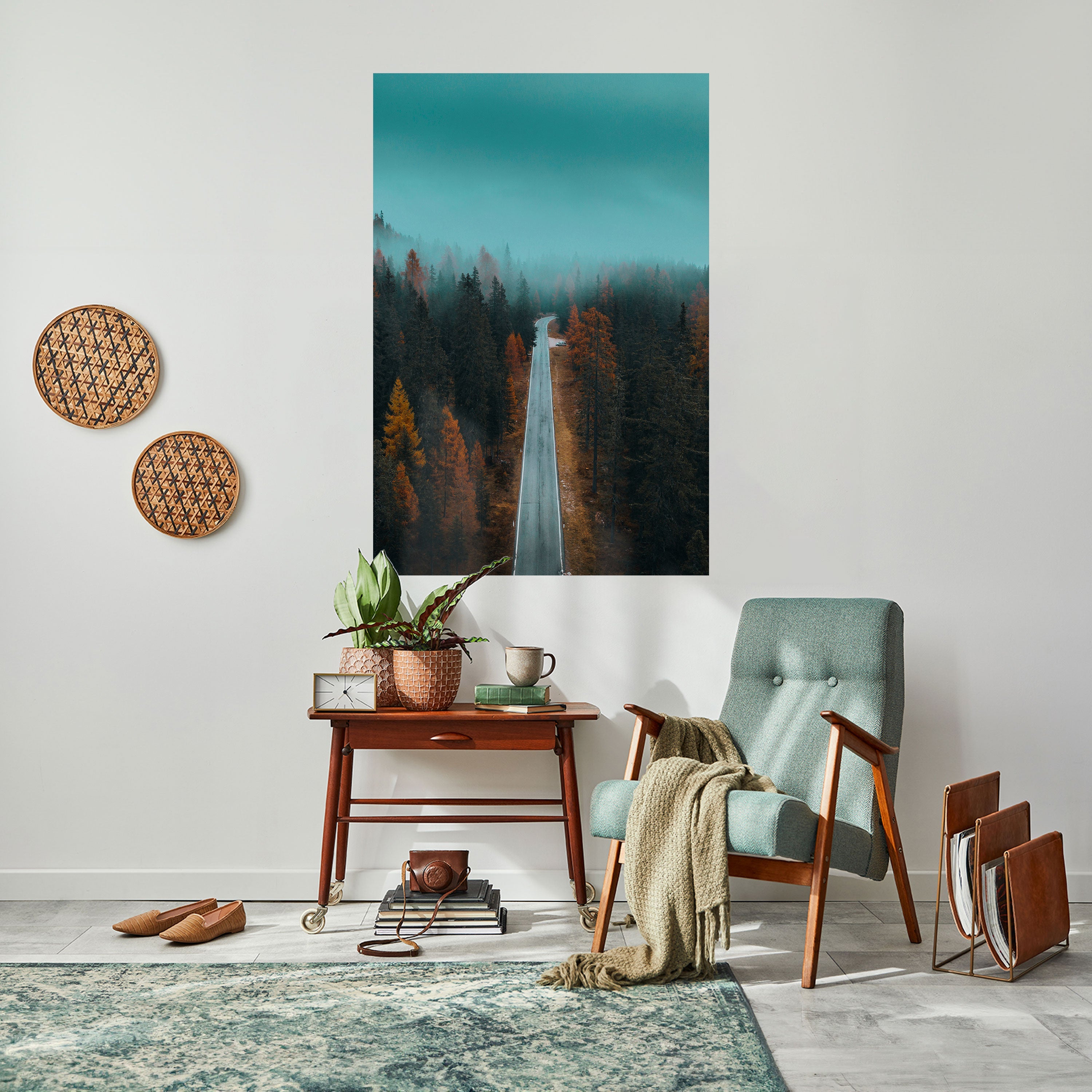 Affiche verticale autocollante « ÉVASION SÉRÈNE SUR LA ROUTE »