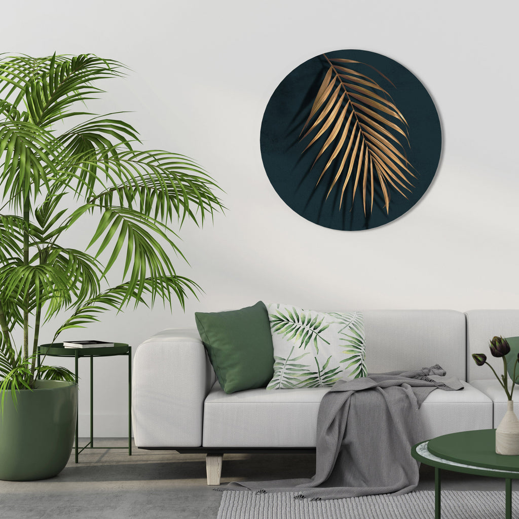 Décoration murale ronde GOLDEN PALM WHISPERS