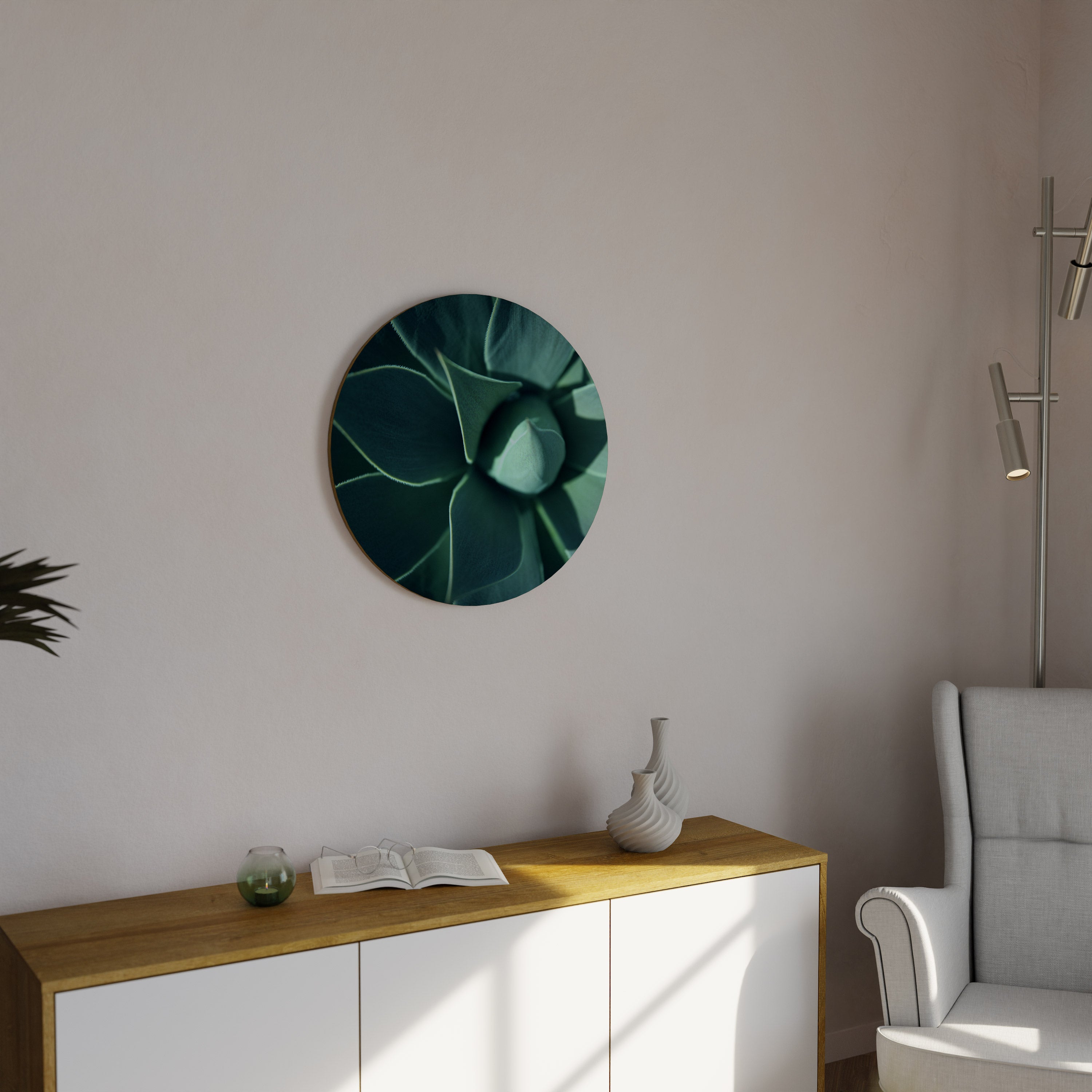 Décoration murale ronde en forme de spirale verte mystique
