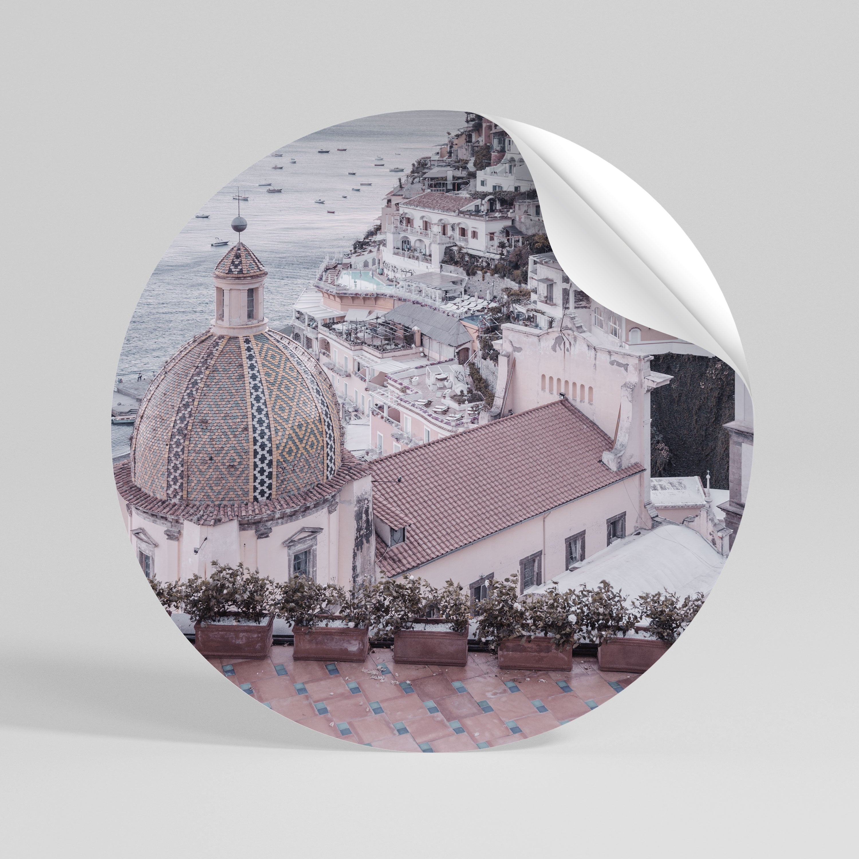 MEDITERRANEAN DREAMSCAPE Peel and Stick Round Sticker